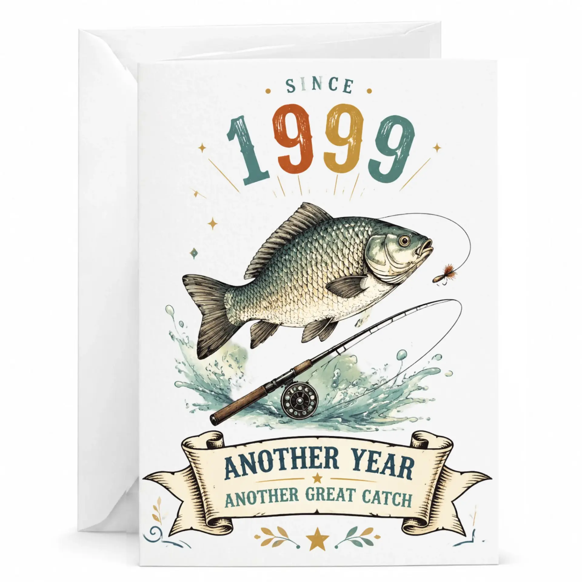 Greeting Card Since 1999 Another Year Another Great Catch Funny Fishing Birthday Card for Fisherman or Angler