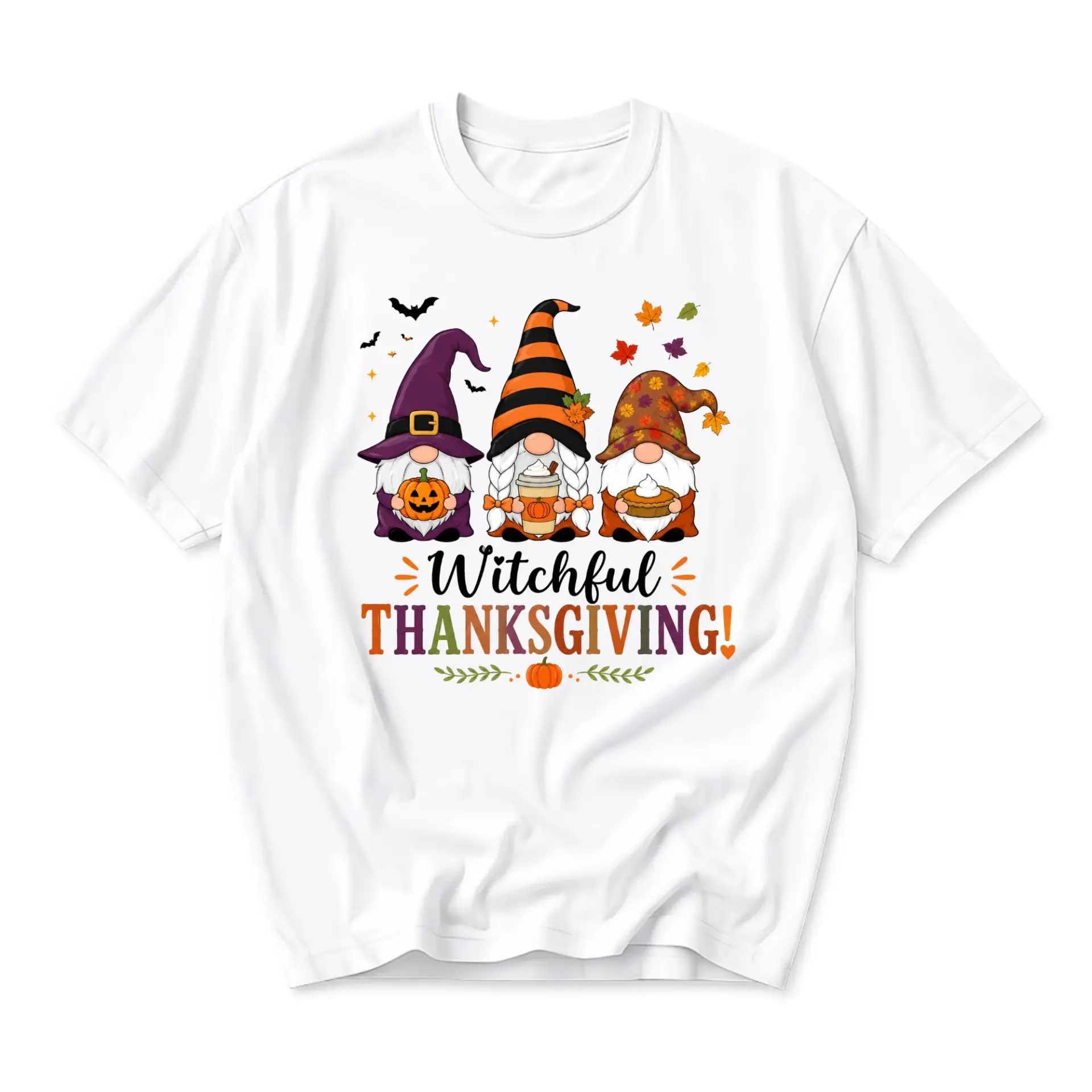 Funny Shirt Witchful Thanksgiving Graphic Tee Unisex Crew Neck Seasonal Fall Autumn Holiday Apparel for Casual Wear