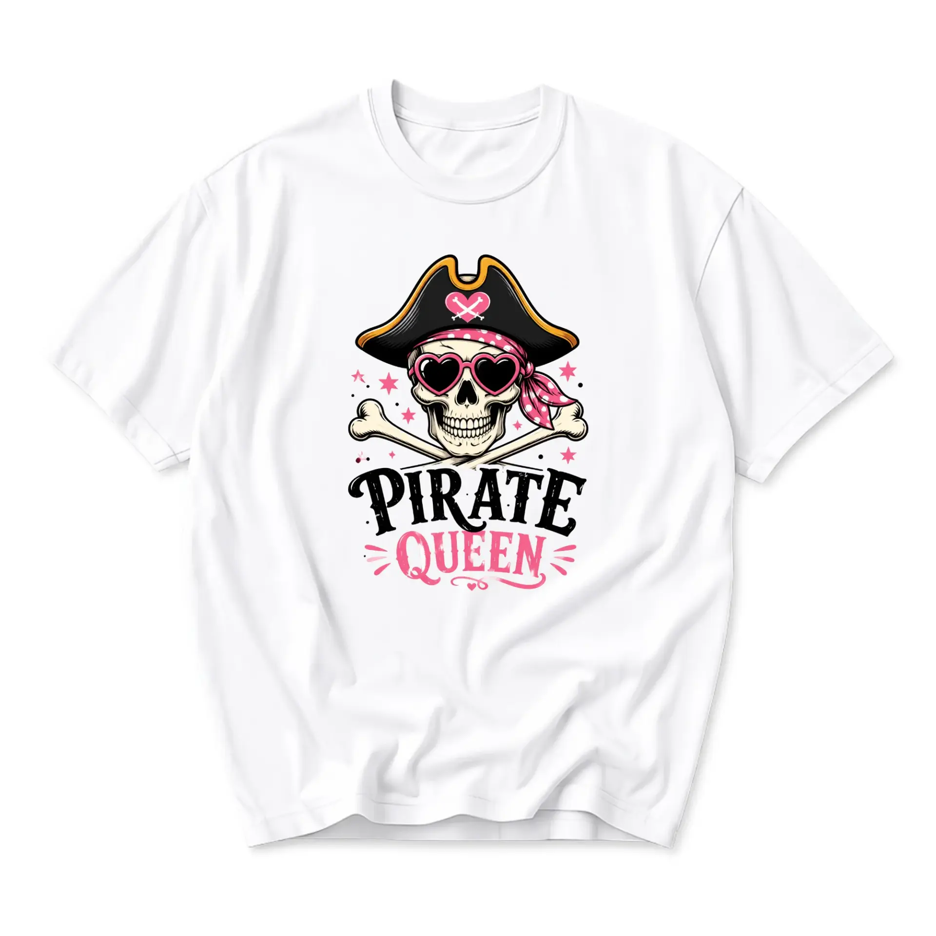 Graphic Tee Pirate Queen Skull Design Unisex Crew Neck Short Sleeve Cotton Blend Casual Everyday Humor Expression Shirt
