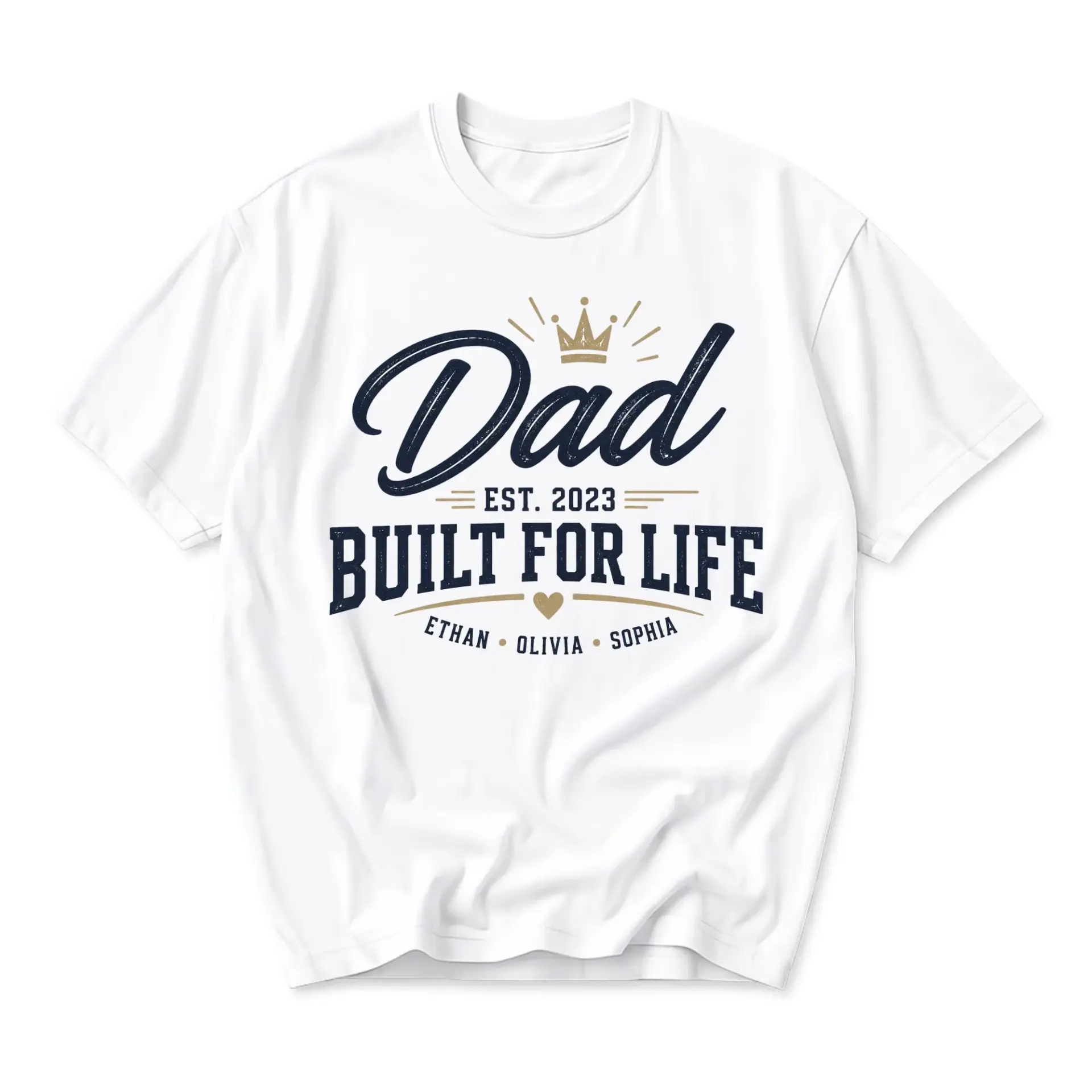 Graphic Tee Dad Built for Life Established 2023 Unisex Crew Neck Casual Everyday Short Sleeve Cotton Blend Shirt