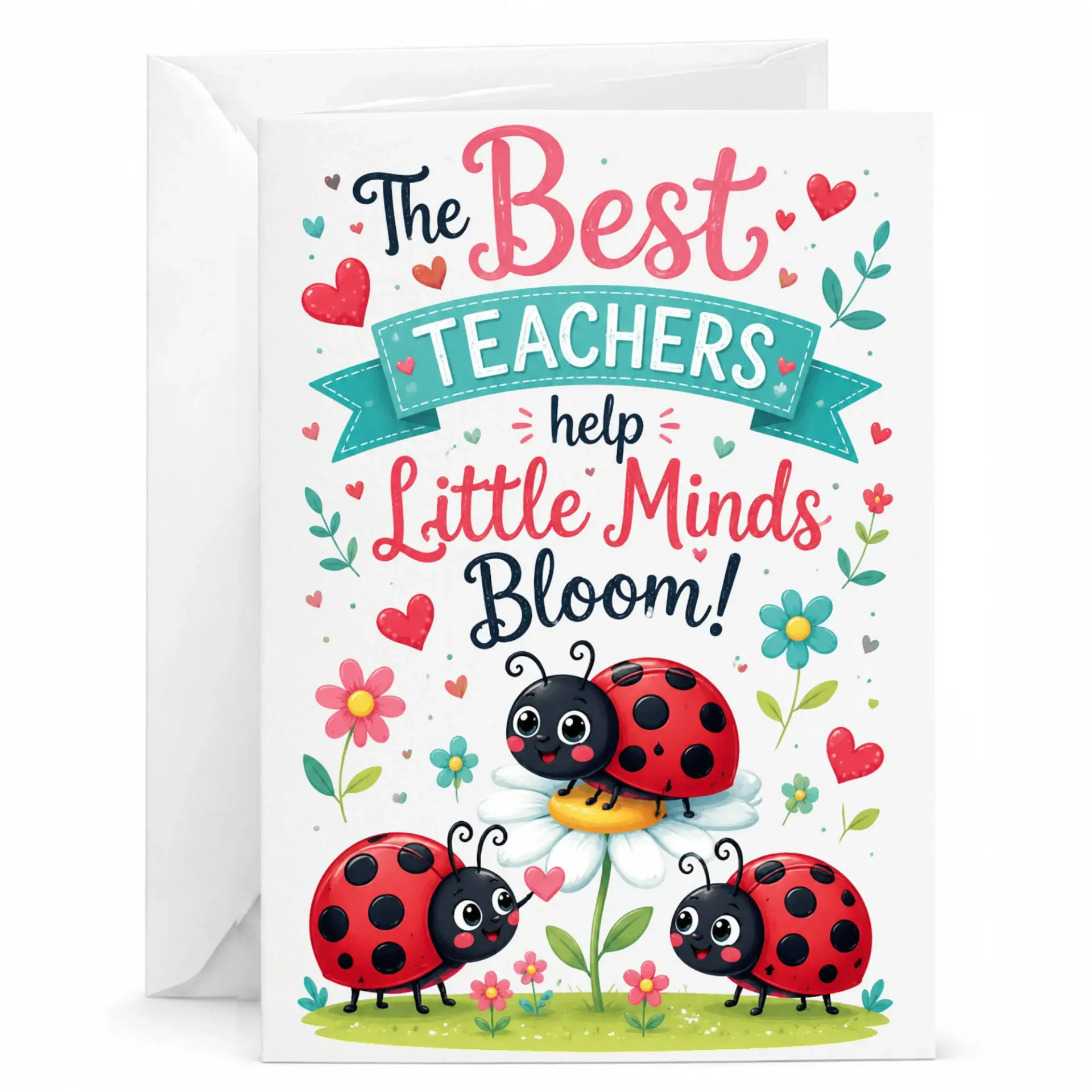 Greeting Card for Teachers the Best Little Minds with Cute and Flower Design