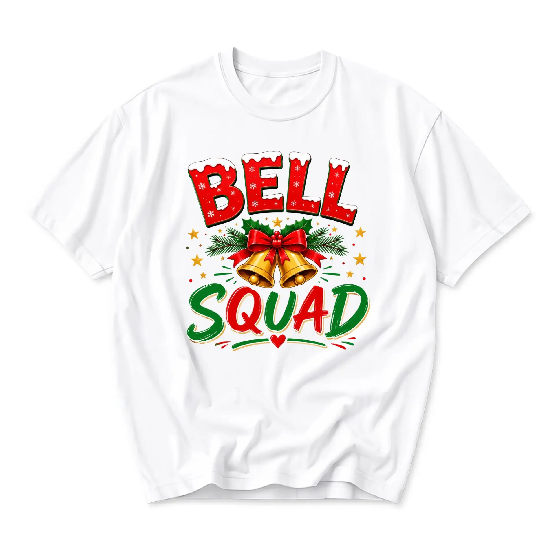 Graphic Tee Bell Squad Christmas Holiday T-Shirt Unisex Crew Neck Shirt for