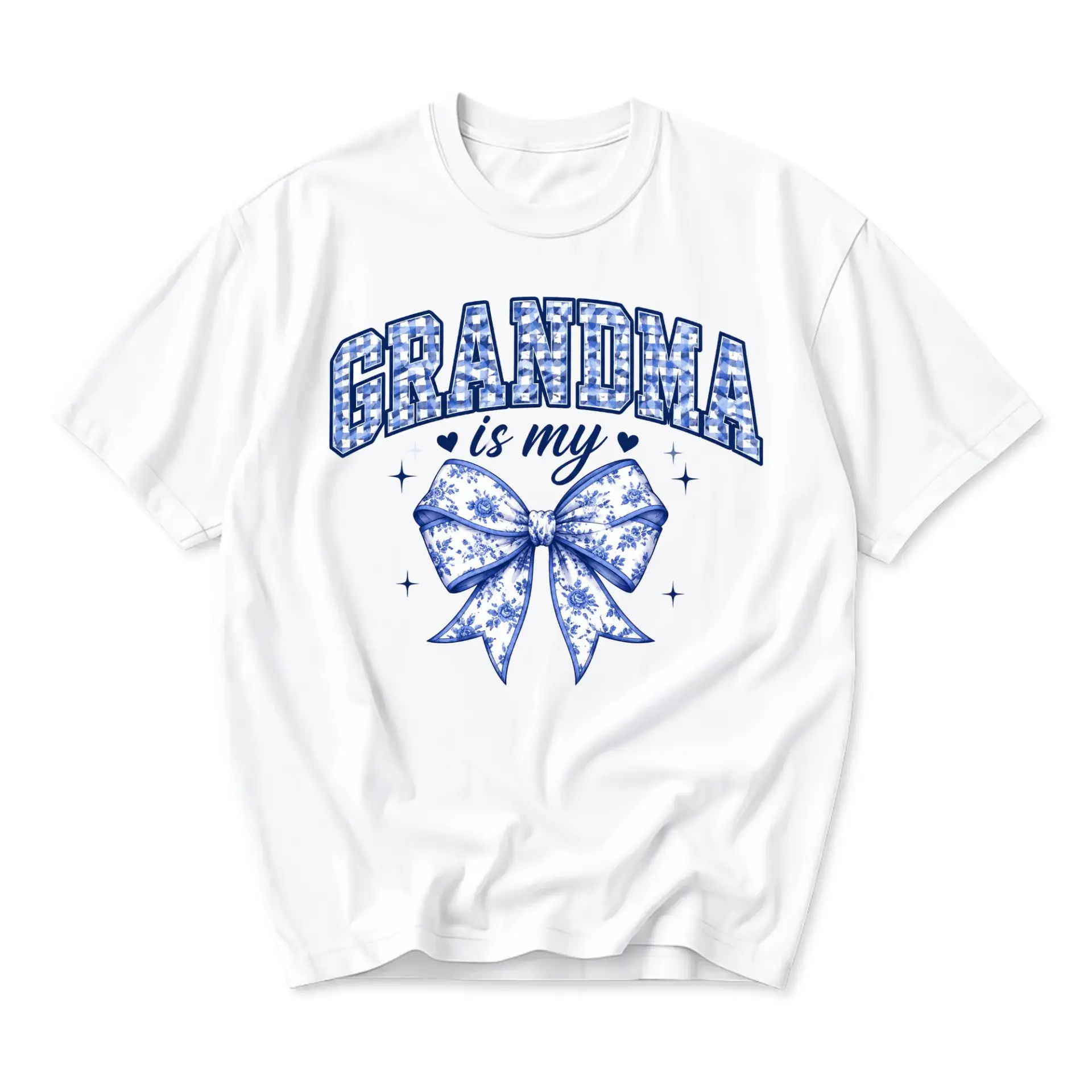 Graphic Tee Grandma Is My Bow Print T-Shirt Soft Cotton Unisex Crew Neck Casual Everyday Wear Apparel White