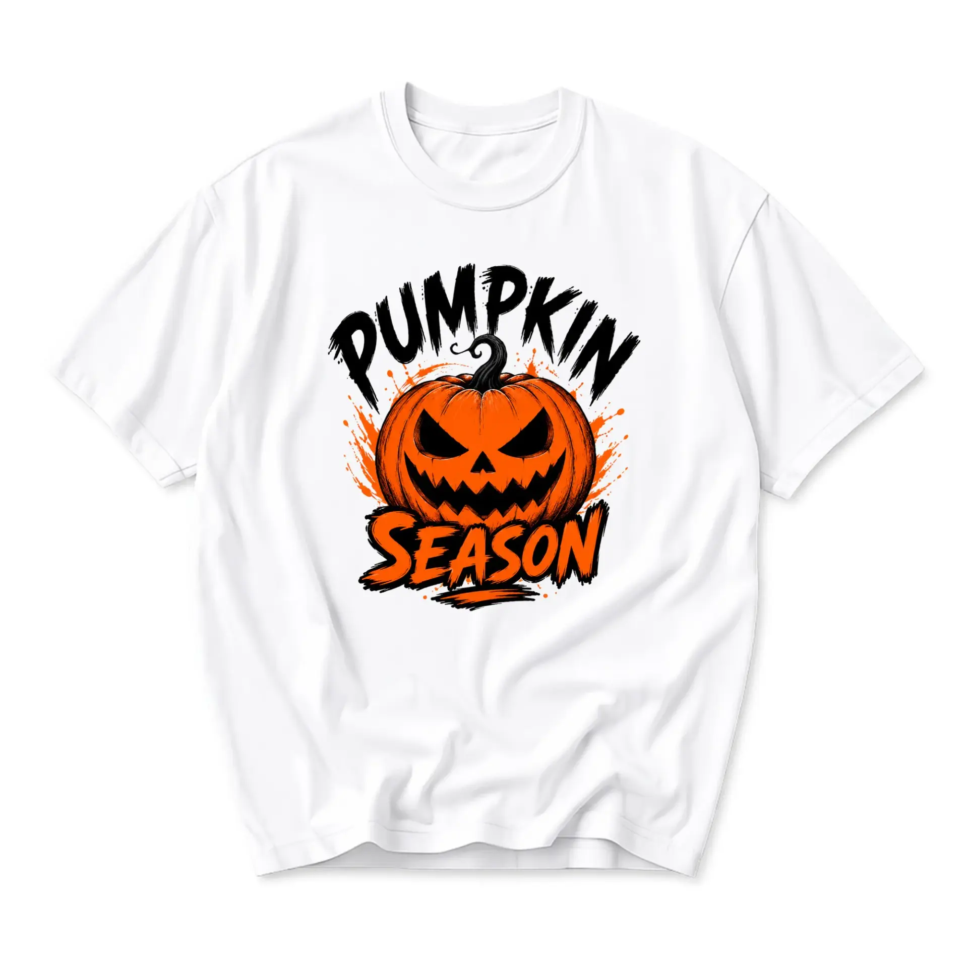 Graphic Tee Pumpkin Season Spooky Fall Holiday Shirt Unisex Crew Neck Short Sleeve Soft Casual Cotton Blend Apparel