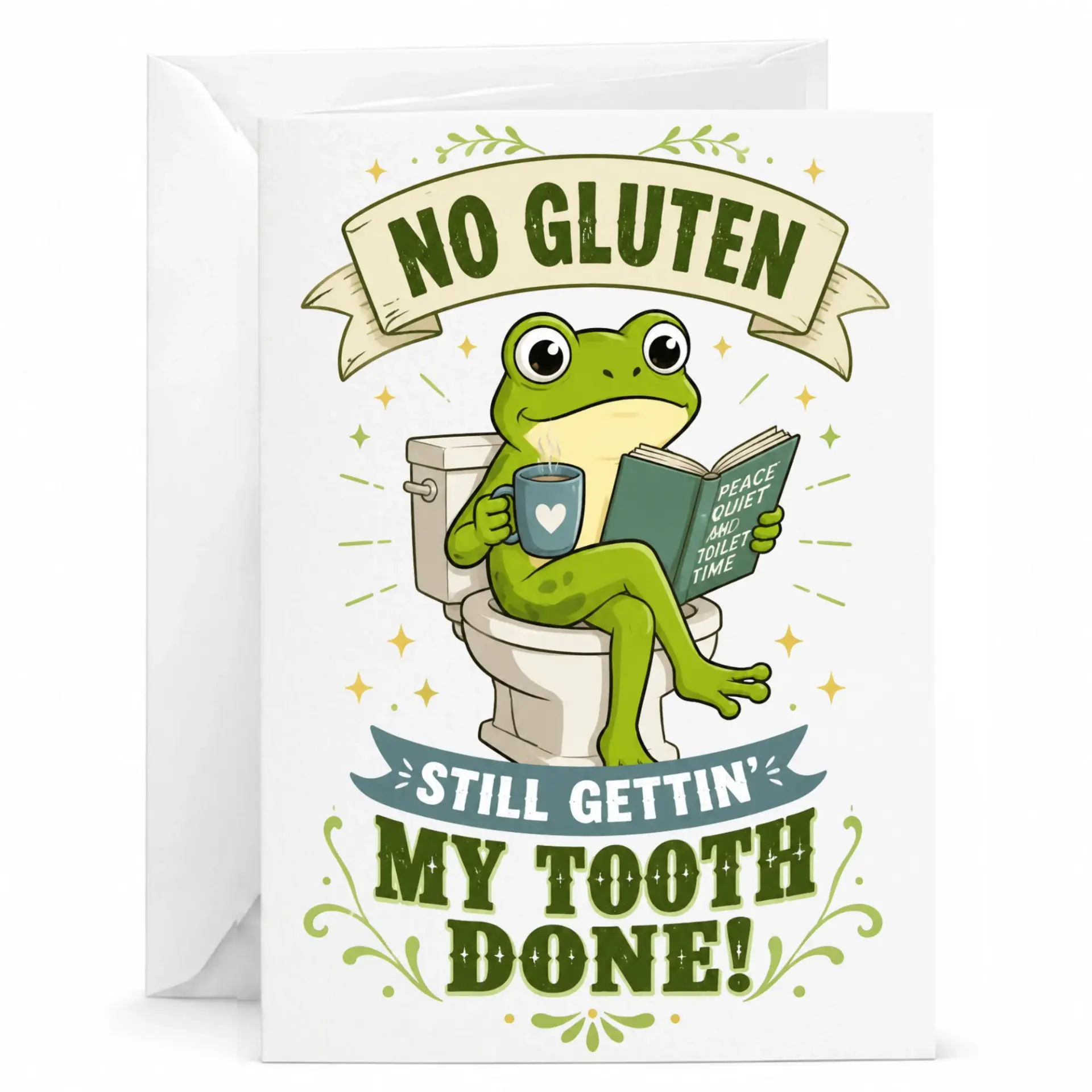 Funny Toilet Humor Greeting Card with Envelope for Friends and Family Humorous Pun Stationery Note