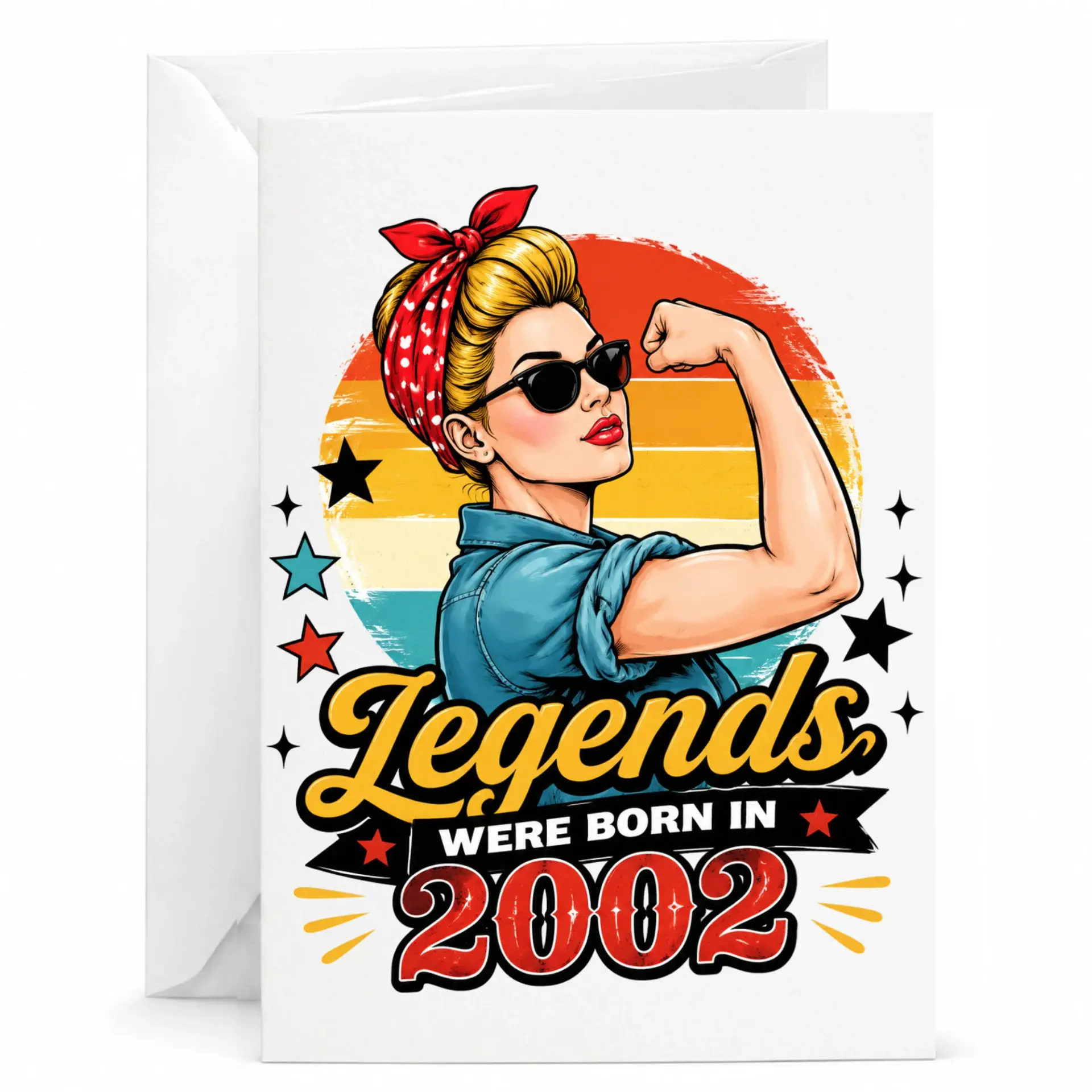 Funny Birthday Card Legends Were Born in 2002 Retro Style Empowerment Greeting Card for Milestone Celebration
