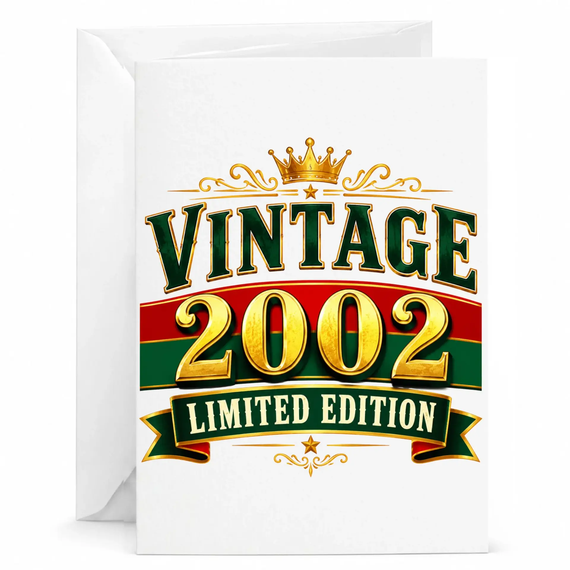 Birthday Card Vintage 2002 Limited Edition Design, Funny Retro Style Greeting Card for Milestone Birthday Celebration