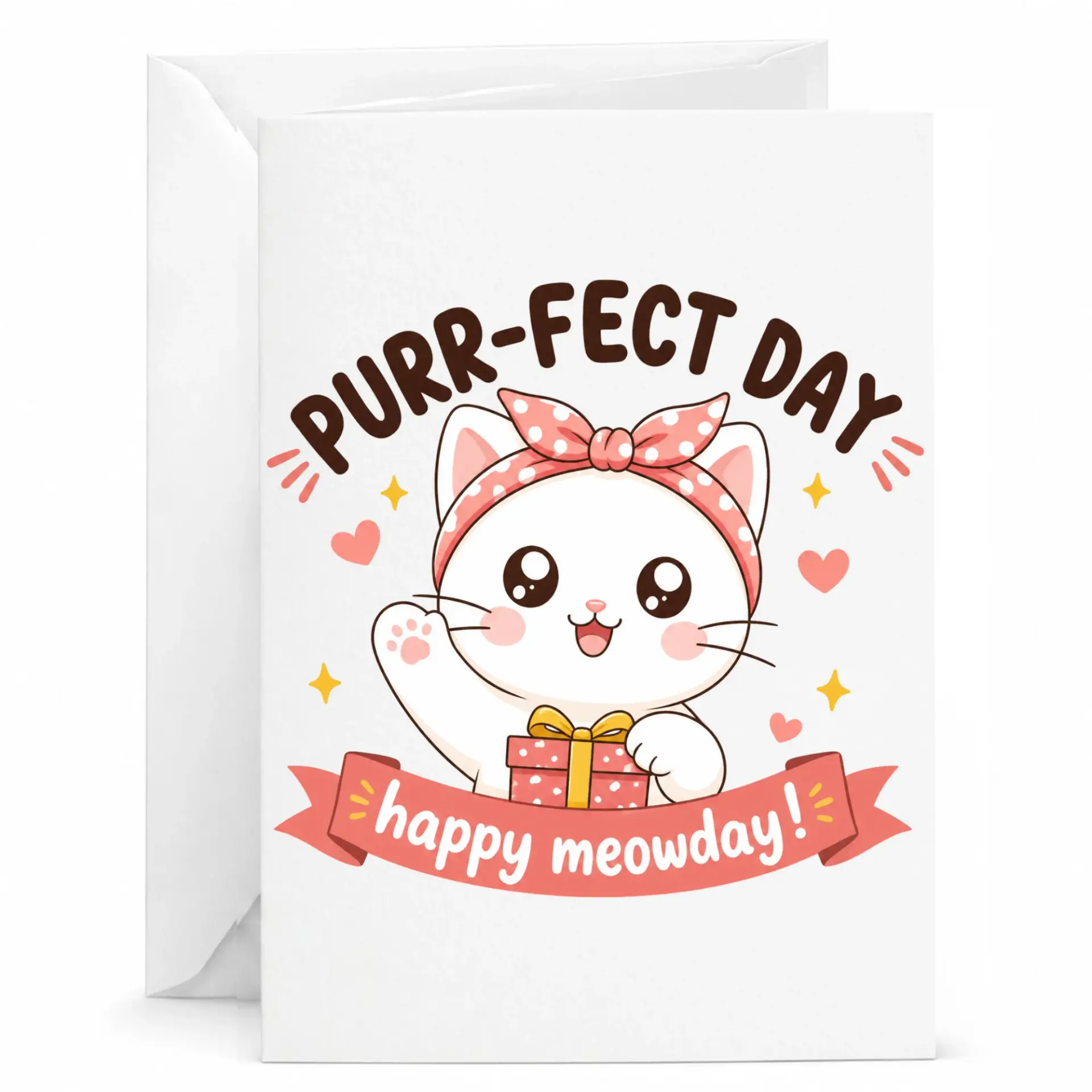 Funny Cat Birthday Card, Cute Kitten Illustration Greeting Card for Pet Lovers, Purr-Fect Day Meowday Celebration
