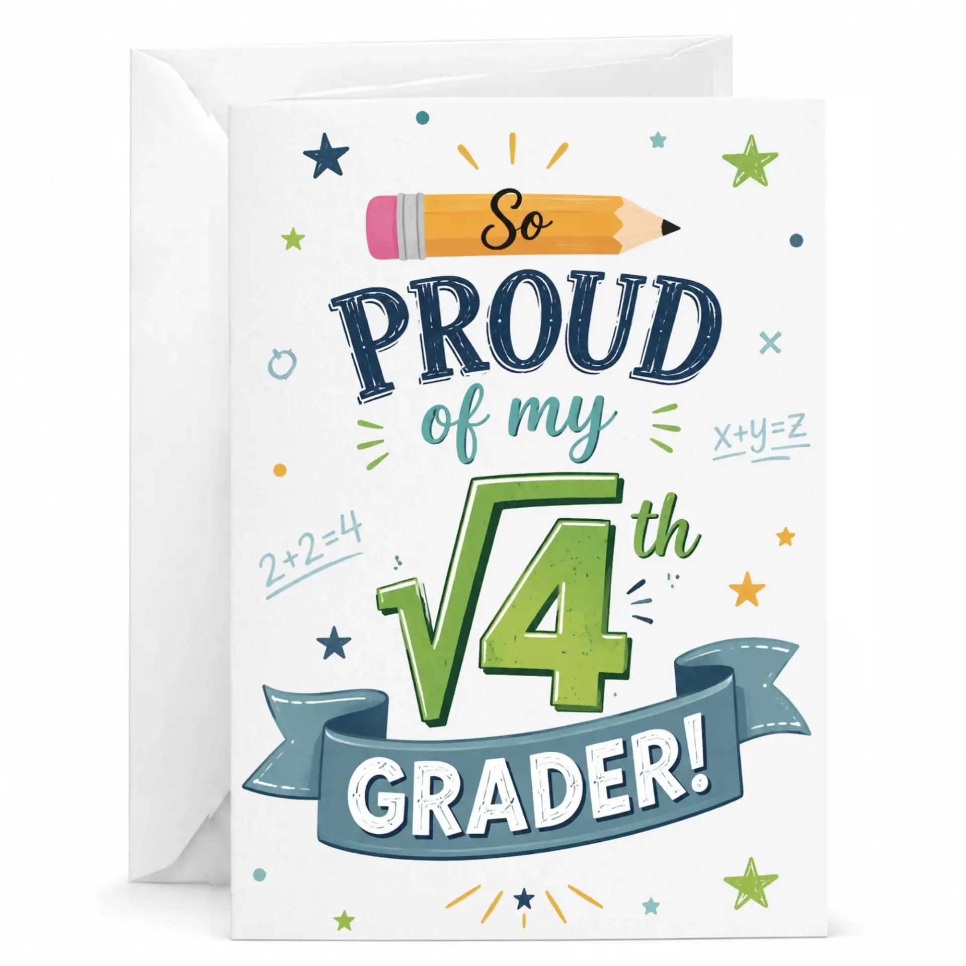 Greeting Card for Proud Parents of a Root of Grader Funny Math Pun Congratulations Note with Envelope