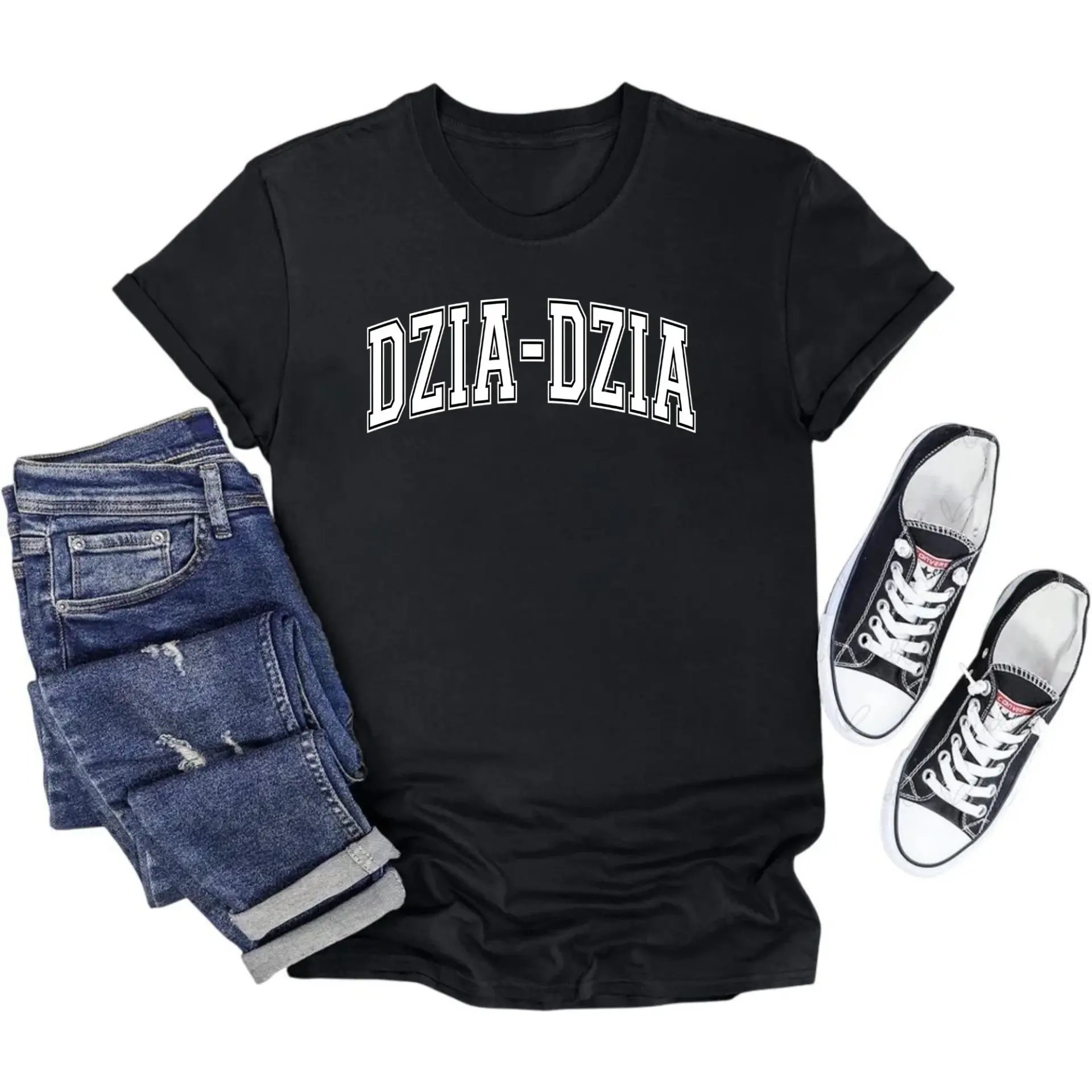 Graphic Tee Unisex Crew Neck Shirt Dzia-Dzia Lettering Design Soft Comfortable Everyday Casual Wear Apparel Top