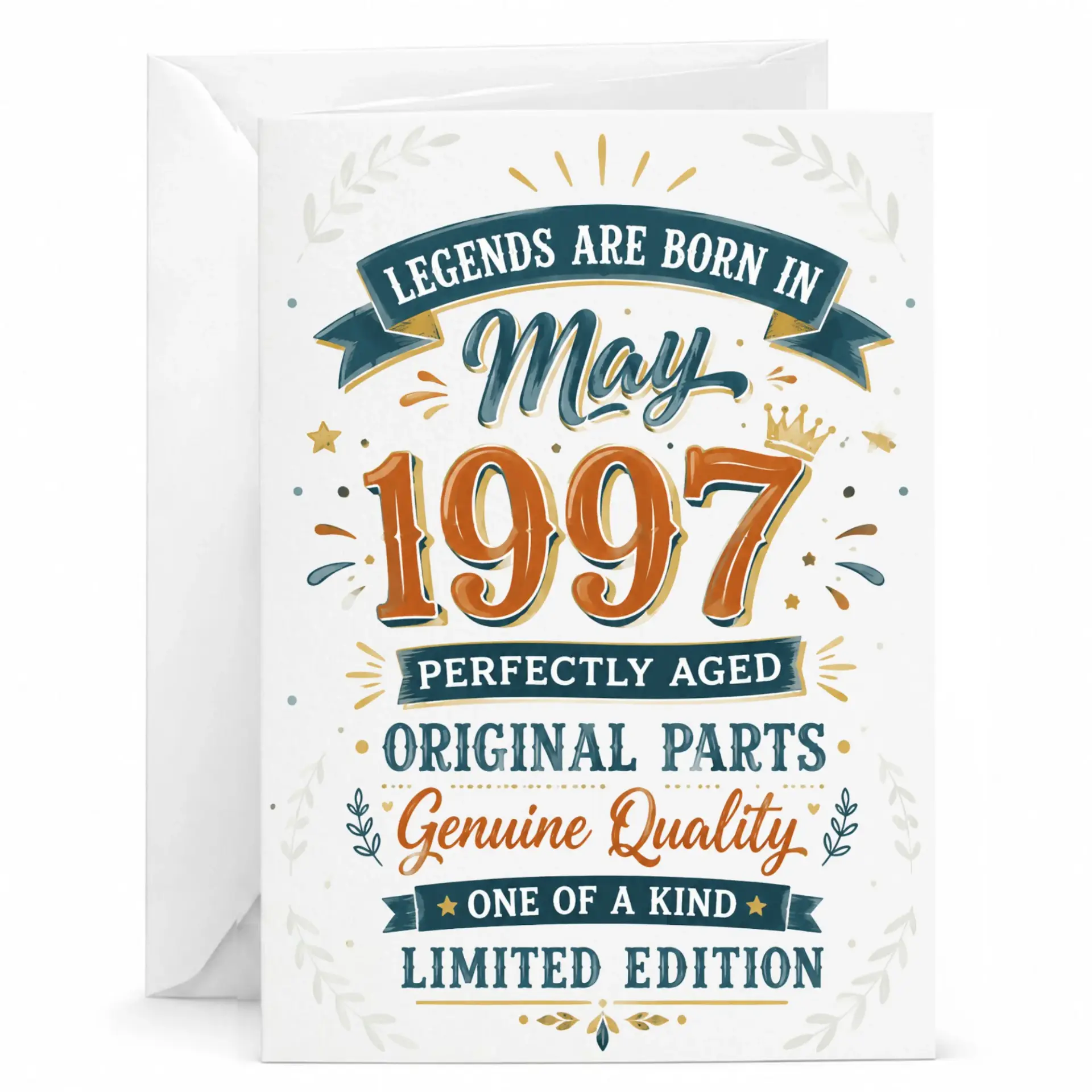 Birthday Card Legends Are Born in May 1997 Vintage Style Greeting Card for Milestone Celebration Gift