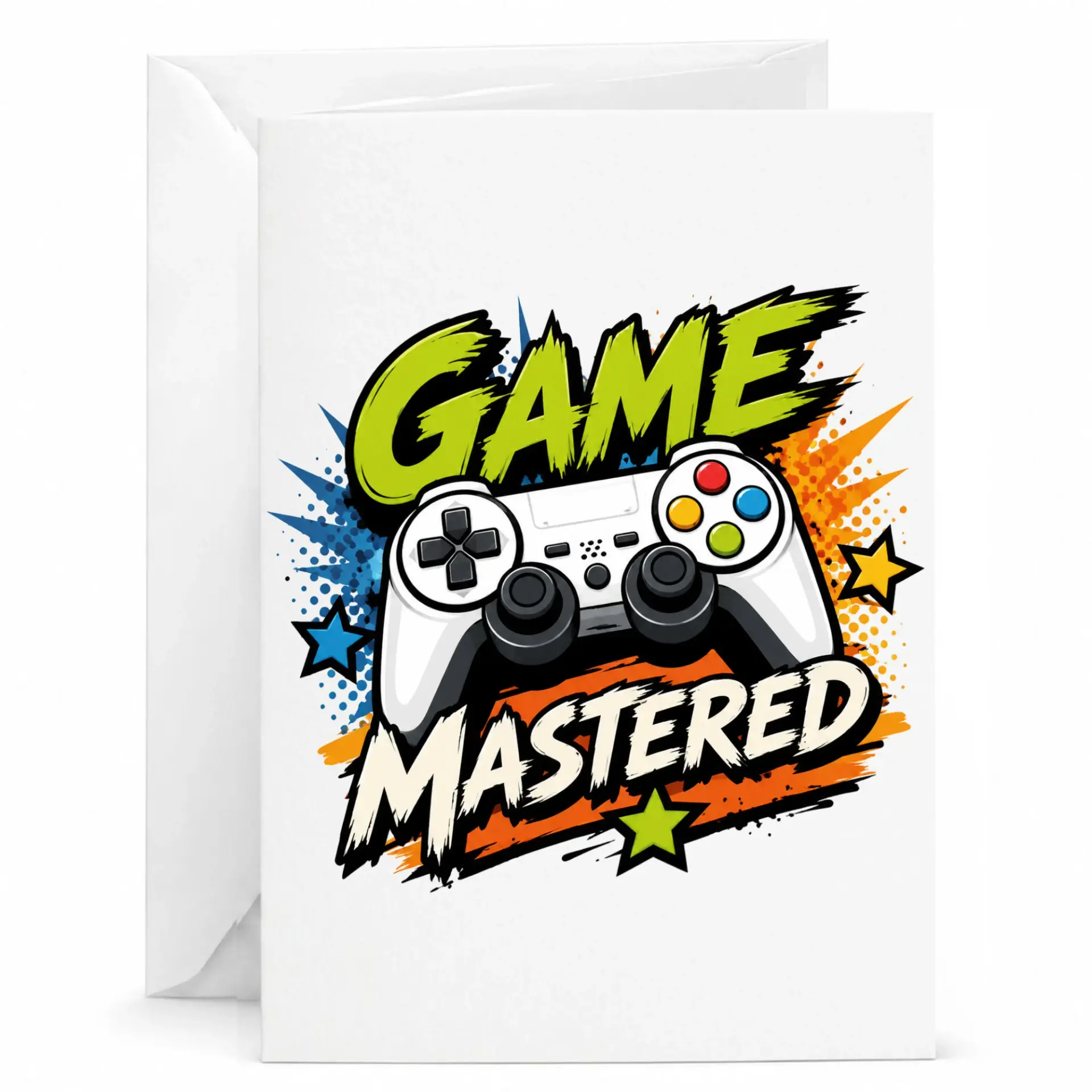 Greeting Card Game Mastered Video Game Controller Illustration for Gaming Enthusiasts Professional Print Quality 5x7 Inch
