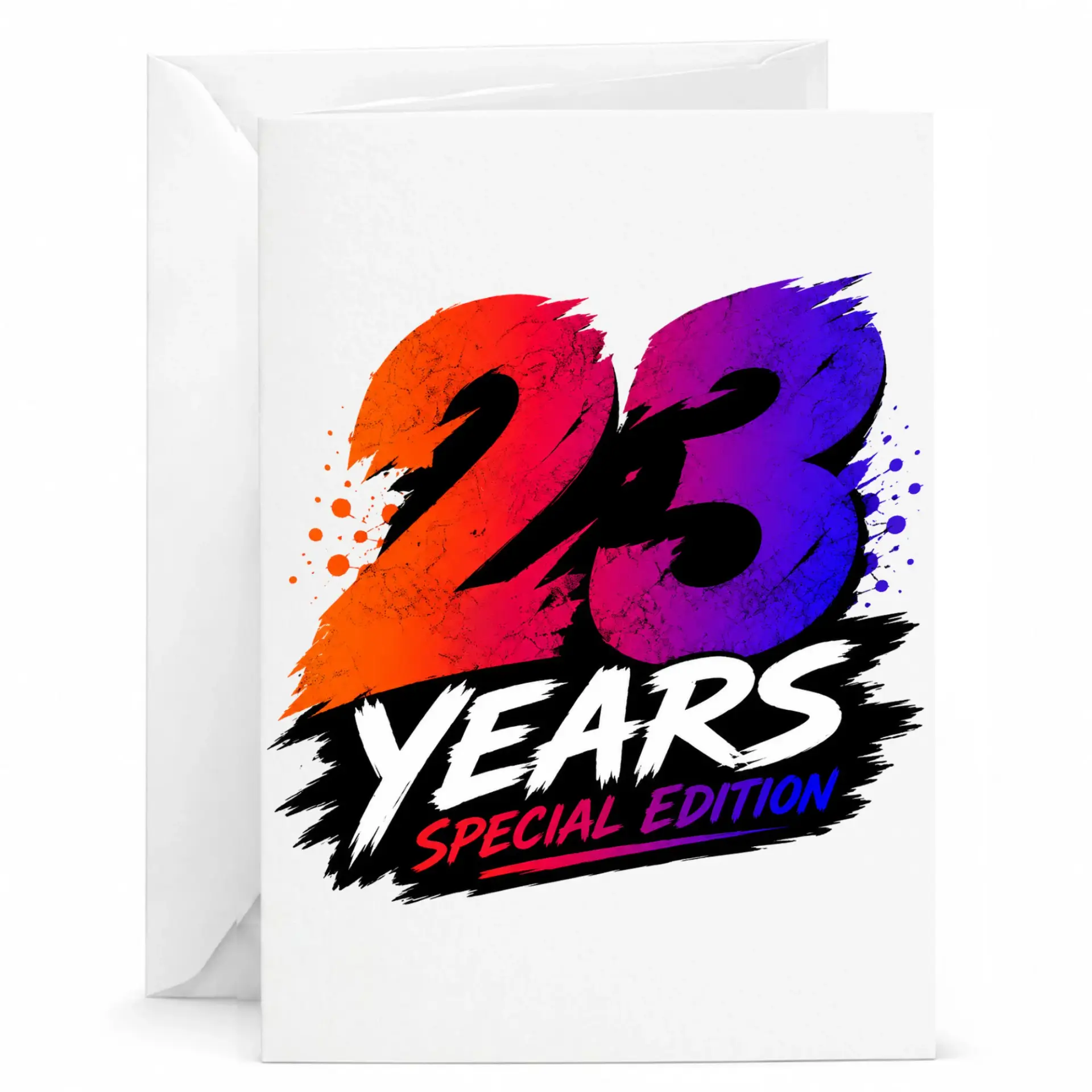 Greeting Card 23 Years Special Edition Vibrant Colorful Brushstroke Number Design for Milestone Anniversary Birthday