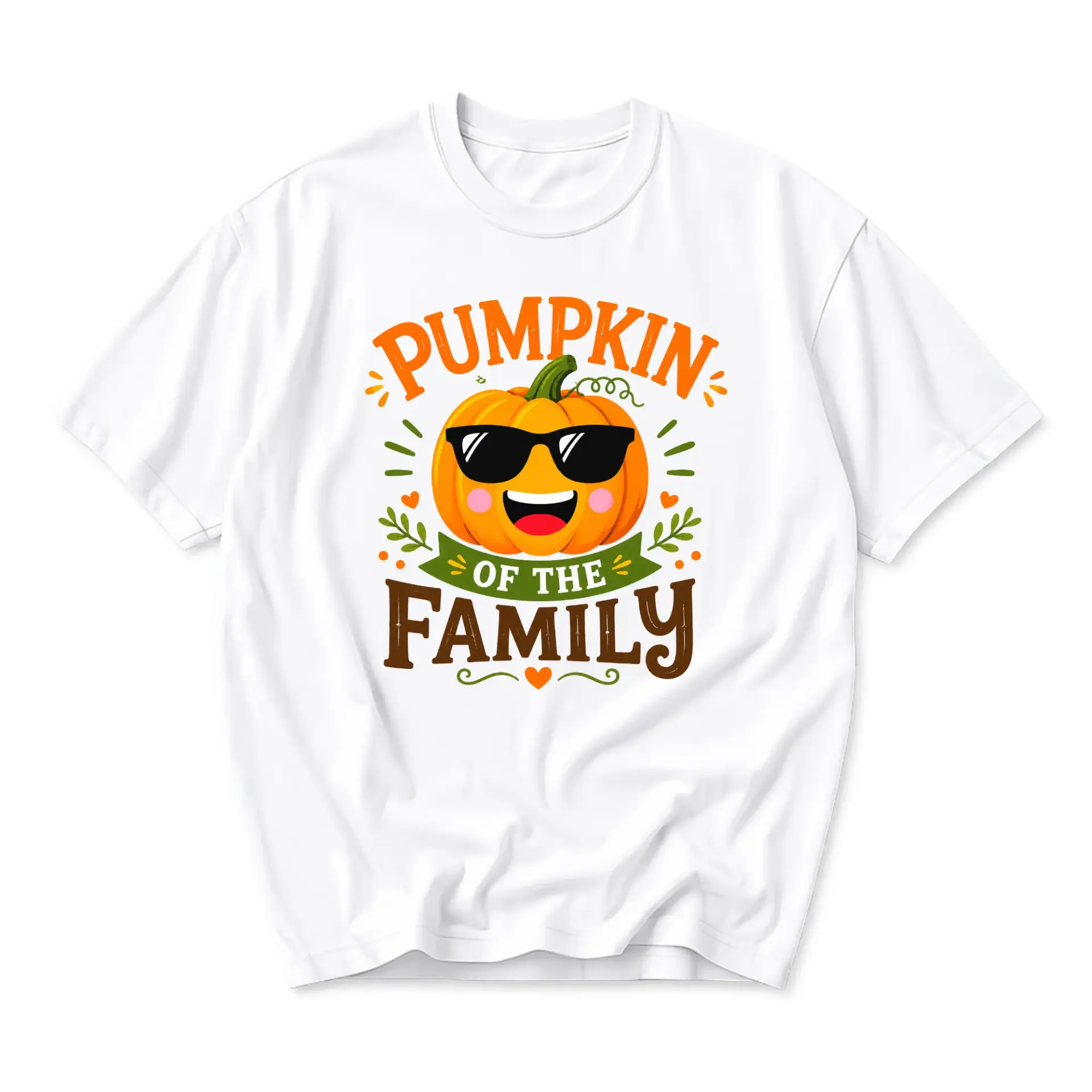 Funny Shirt Pumpkin of the Family Graphic Tee Unisex Crew Neck Casual Everyday Wear Soft Cotton Blend White T-Shirt