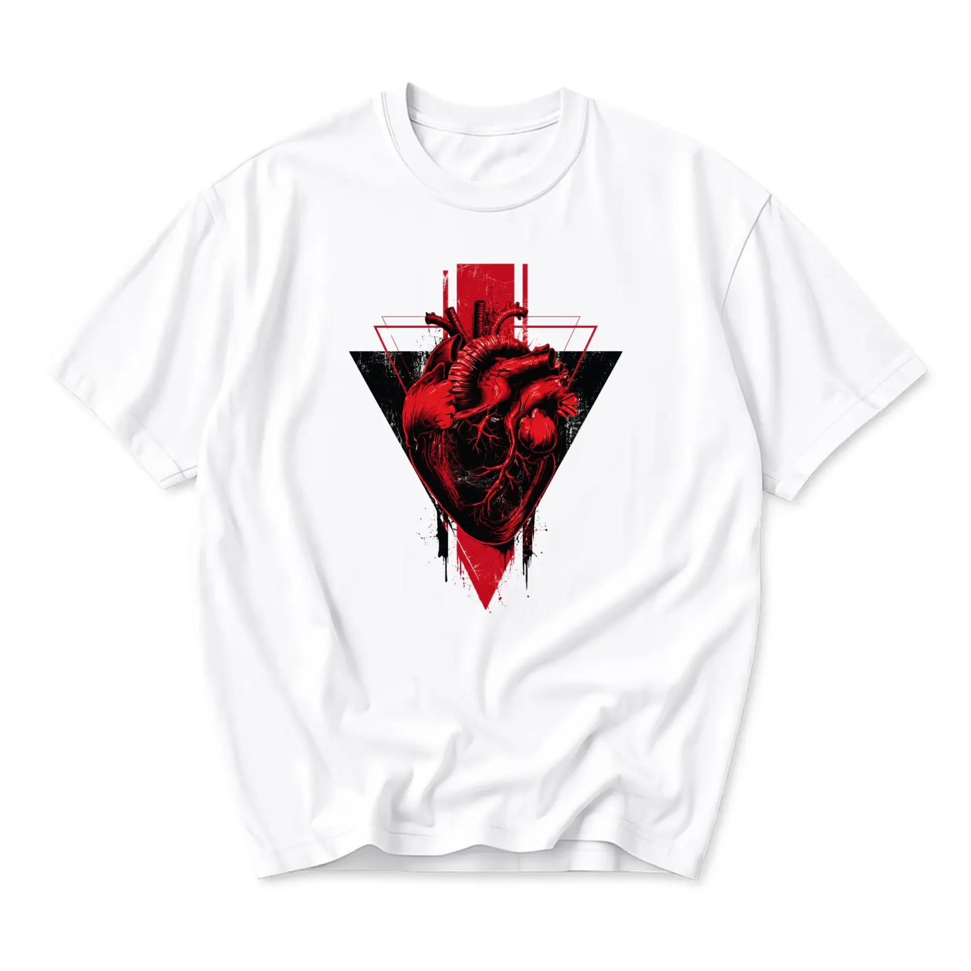 Graphic Tee Anatomical Heart Illustration Unisex Crew Neck Short Sleeve Shirt for Casual Streetwear Fashion