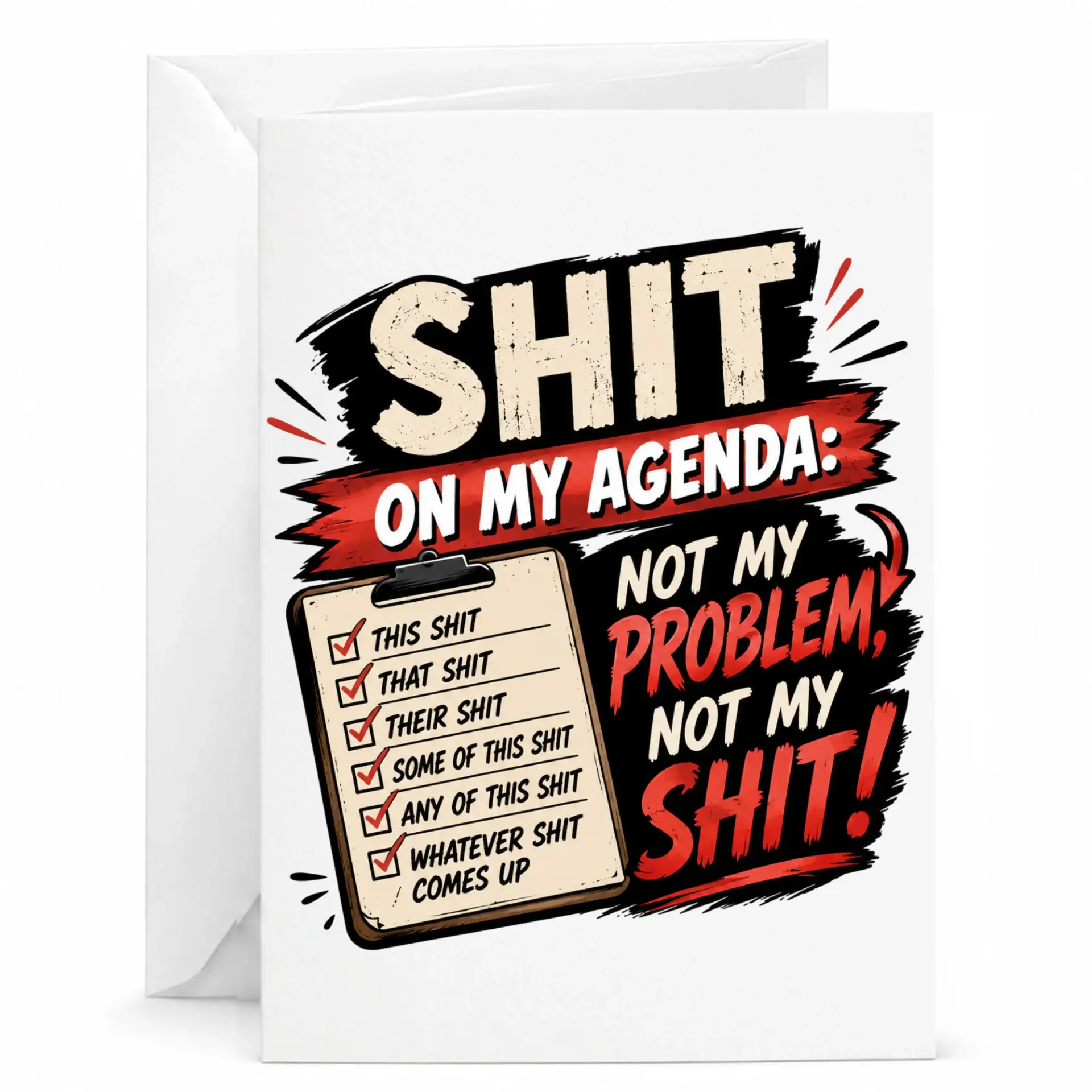 Funny Greeting Card for Coworker or Friend with Sarcastic to Do List Design and Blank Interior