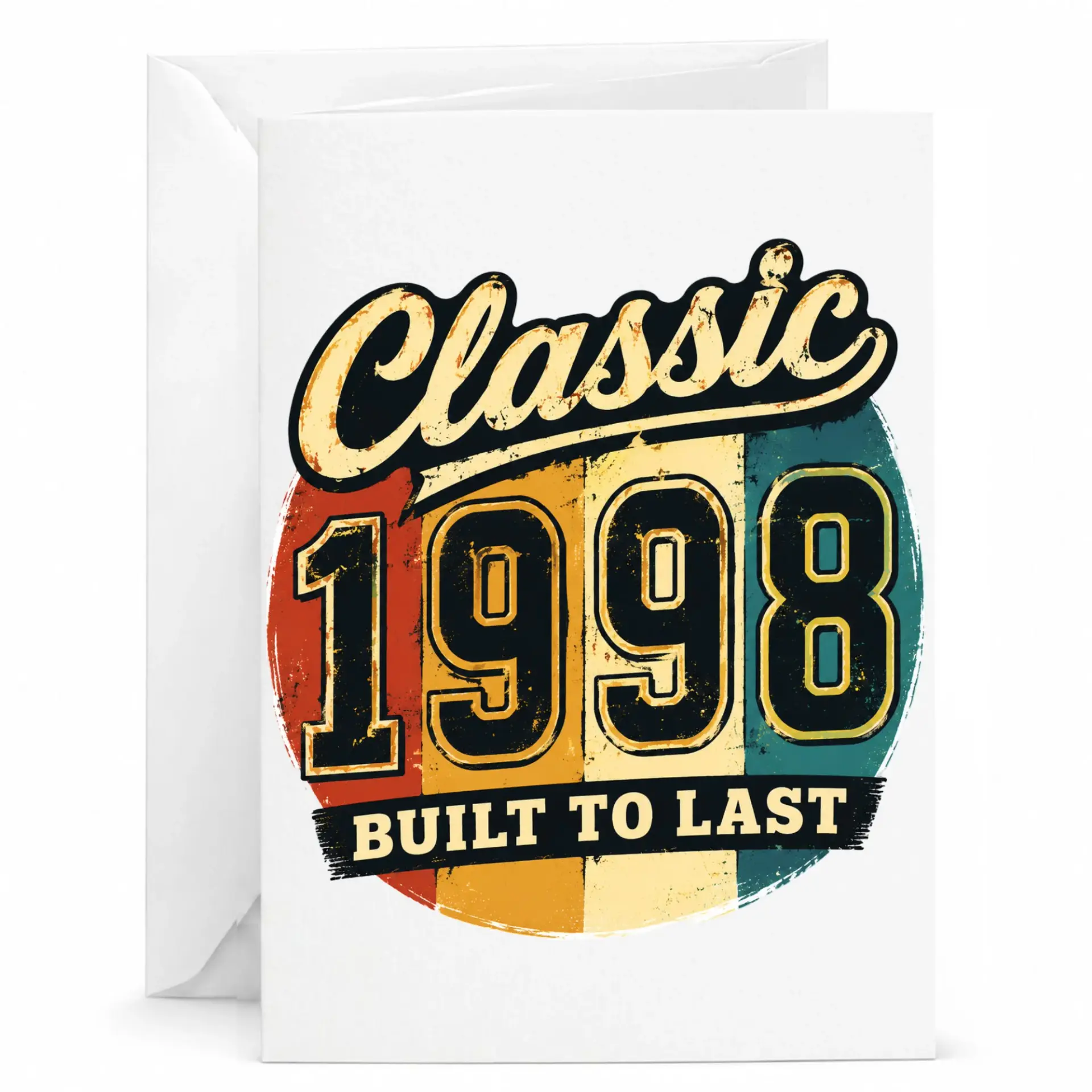 Birthday Card Classic 1998 Built to Last Retro Vintage Style Greeting Card for Milestone Year Celebration