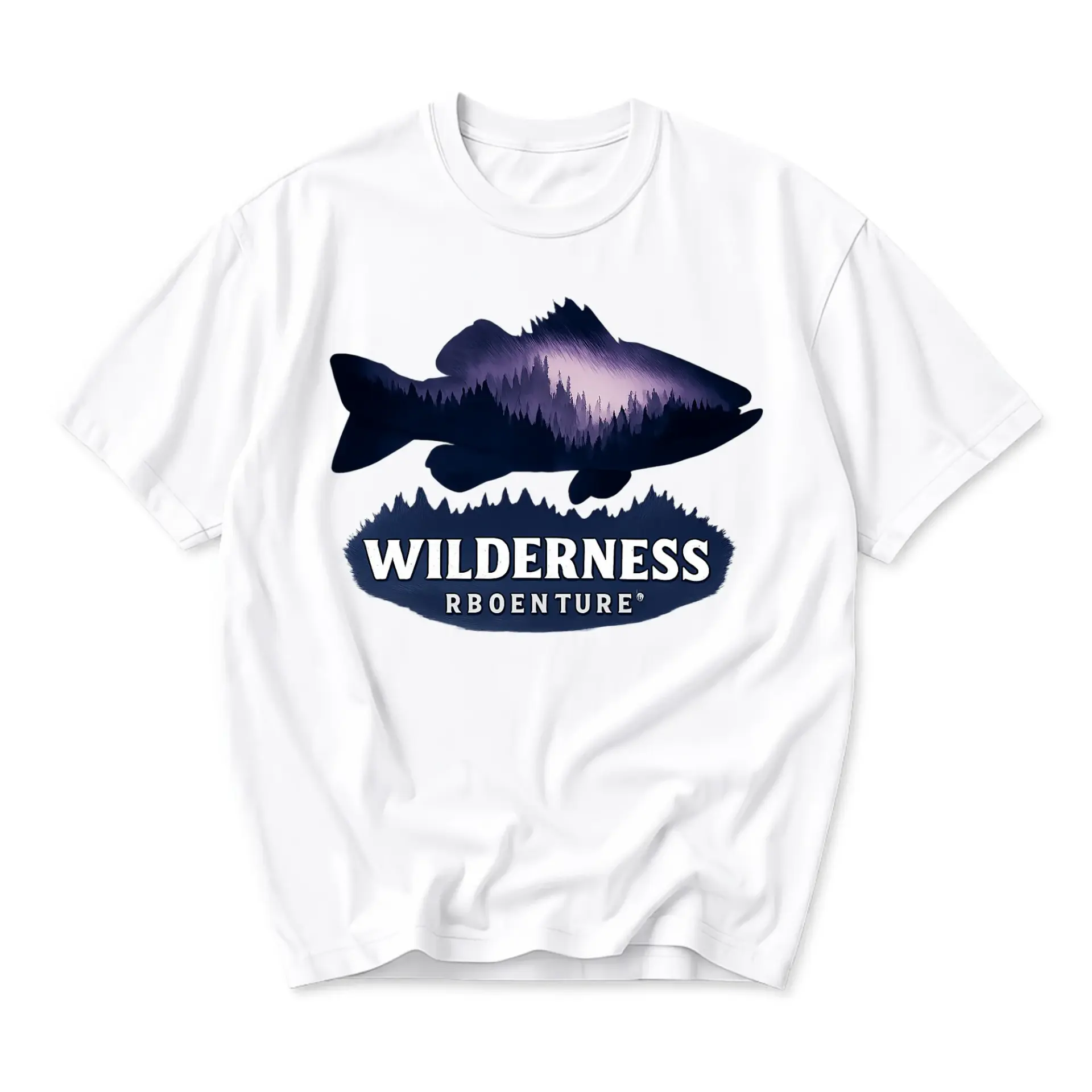 Graphic Tee Wilderness Fishing Silhouette Print Unisex Crew Neck Casual Short Sleeve Cotton Blend T-Shirt
