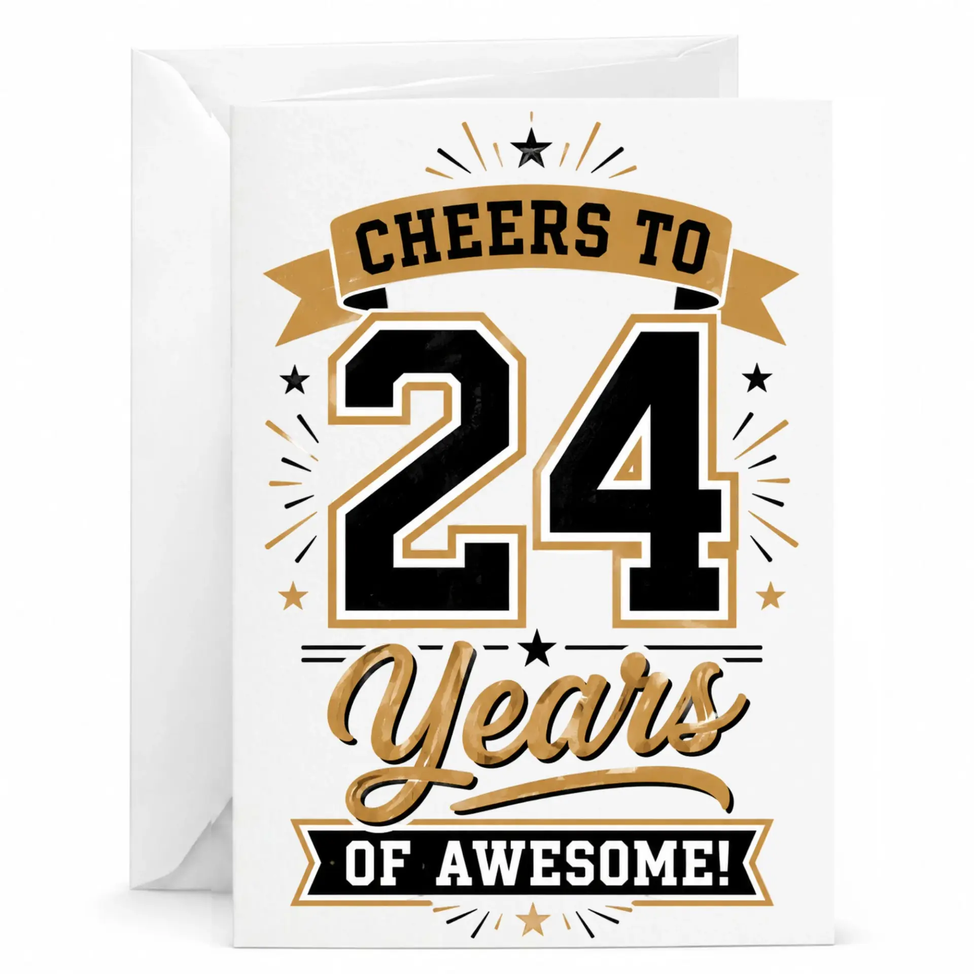 Birthday Card Cheers to 24 Years of Awesome Greeting for Milestone Twenty Fourth Party