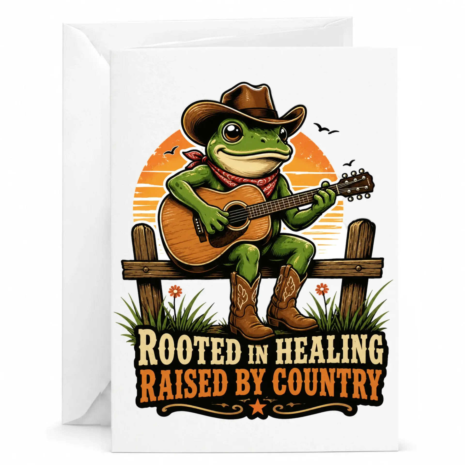 Funny Country Music Greeting Card Guitar Theme Stationery for Encouragement and Special Occasions