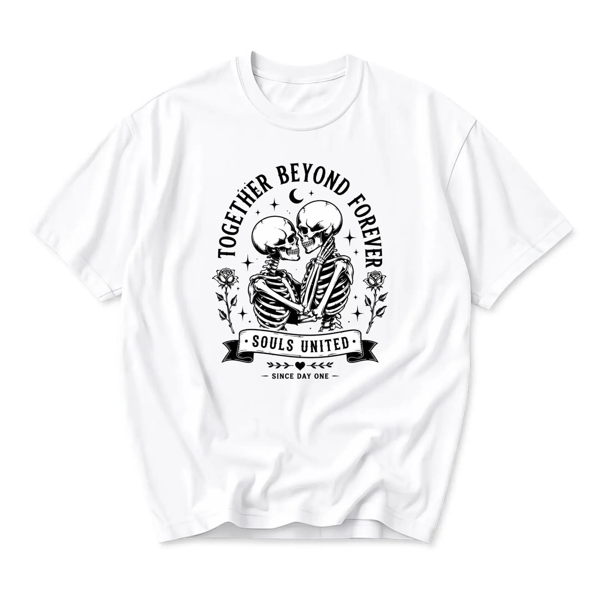 Graphic Tee Together Beyond Forever Skeleton Souls United Unisex Crew Neck Short Sleeve Cotton Casual Print Shirt