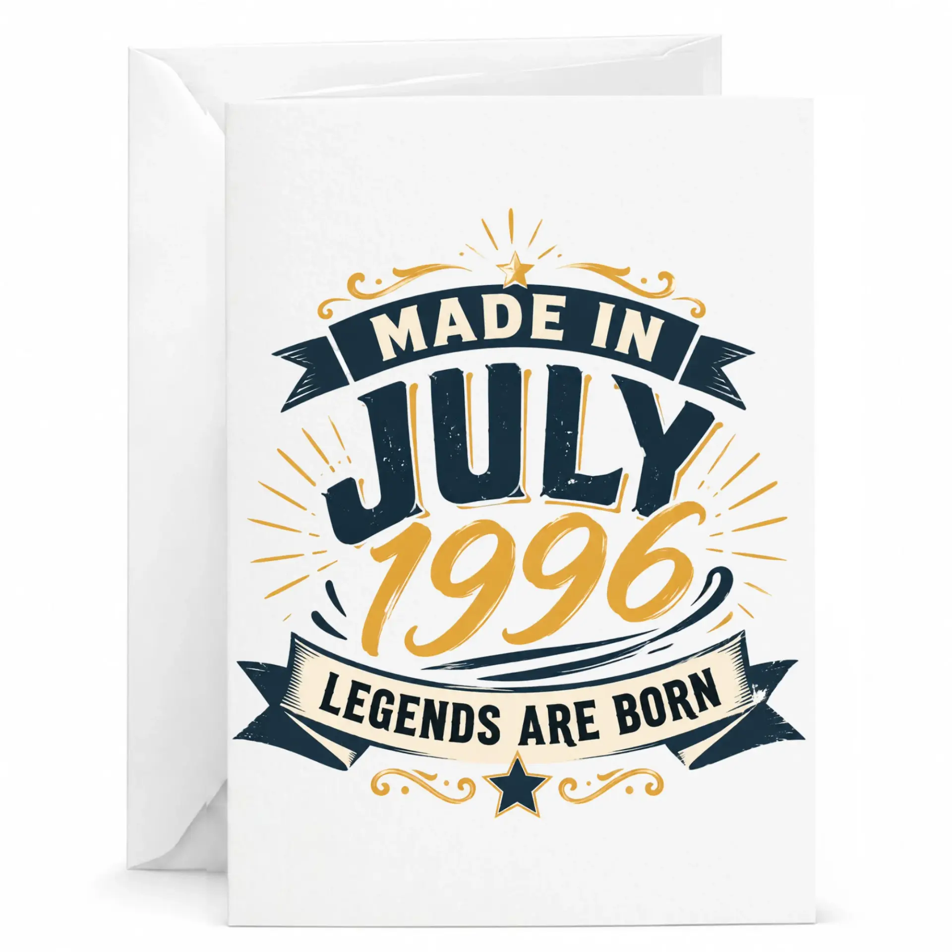 Birthday Card Made in July 1996 Legends Are Born Vintage Style Greeting Card for Birthday Celebration Anniversary