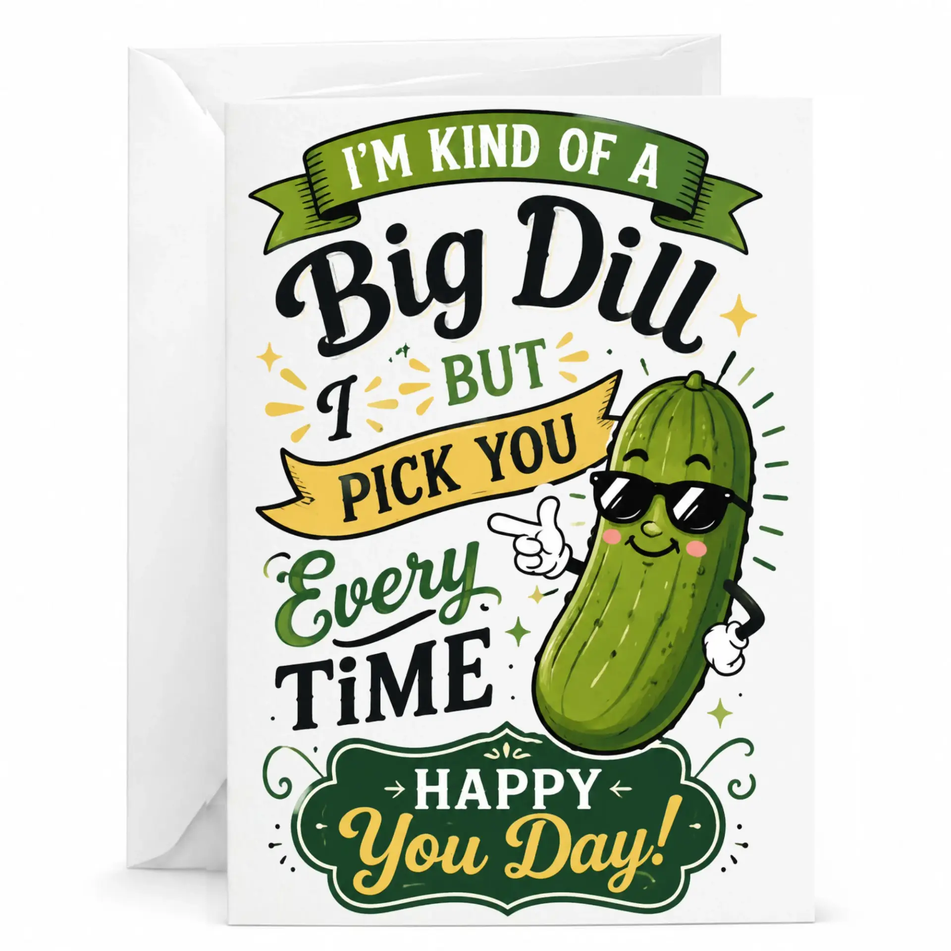 Funny Greeting Card I Am Kind of a Big Dill but I Pick You Every Time Pickle Pun Stationery