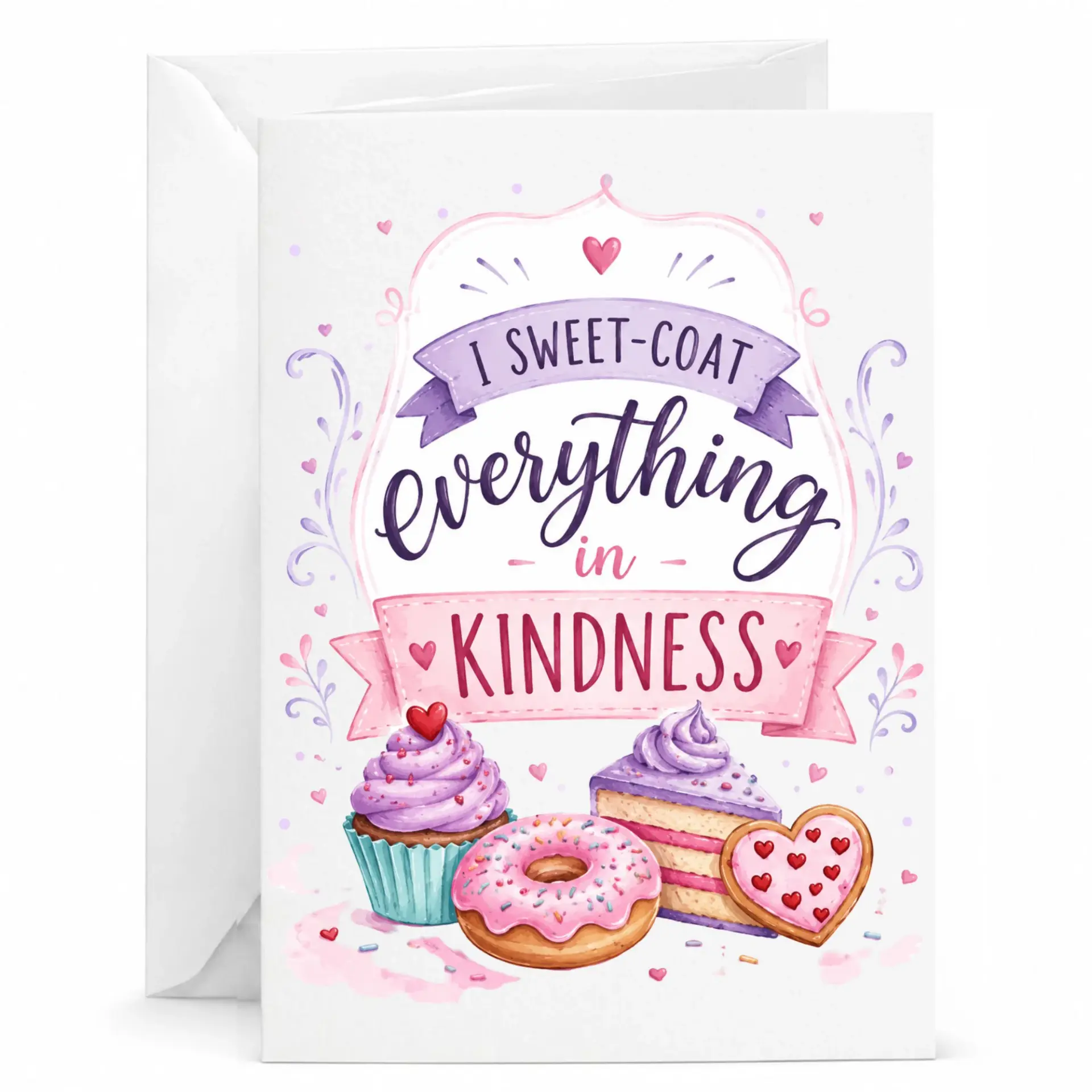 Inspirational Sweet Treat Greeting Card I Sweet-Coat Everything in Kindness Design