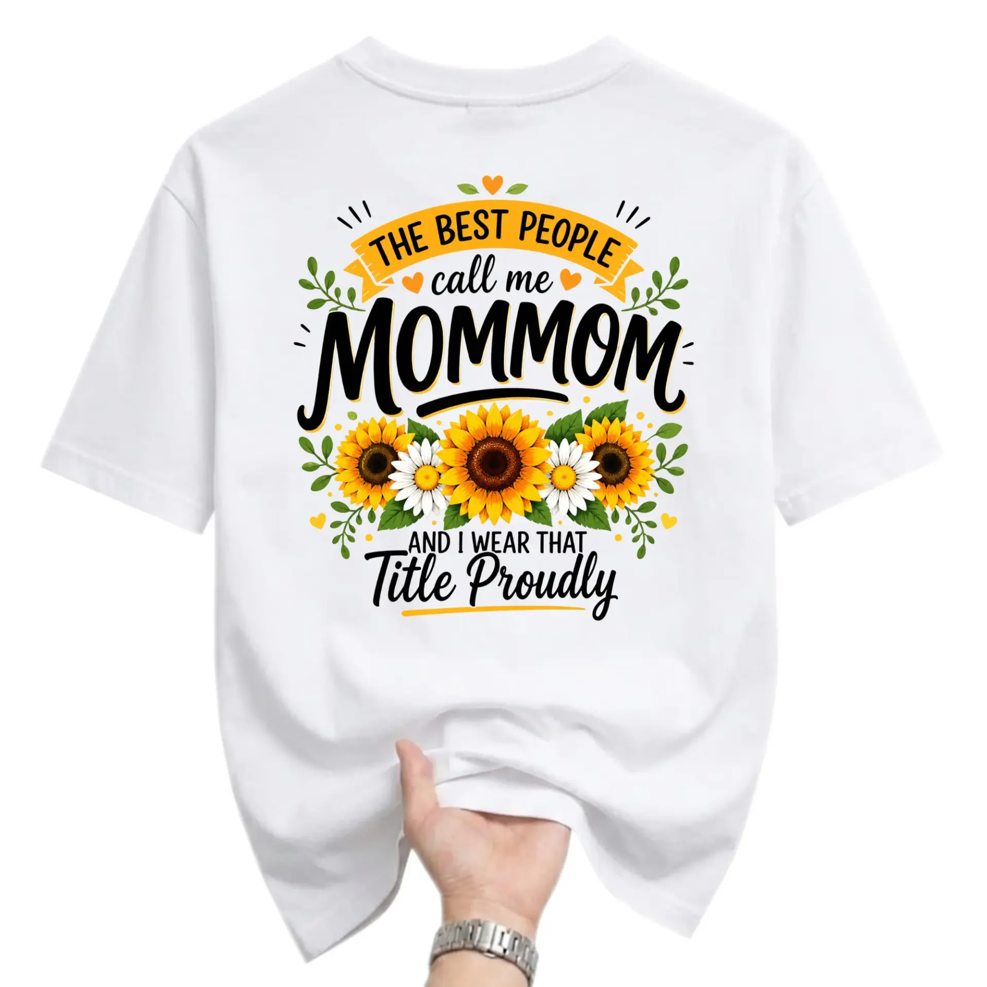 Graphic Tee the Best People Call Me Mommom Sunflower Floral Print Casual