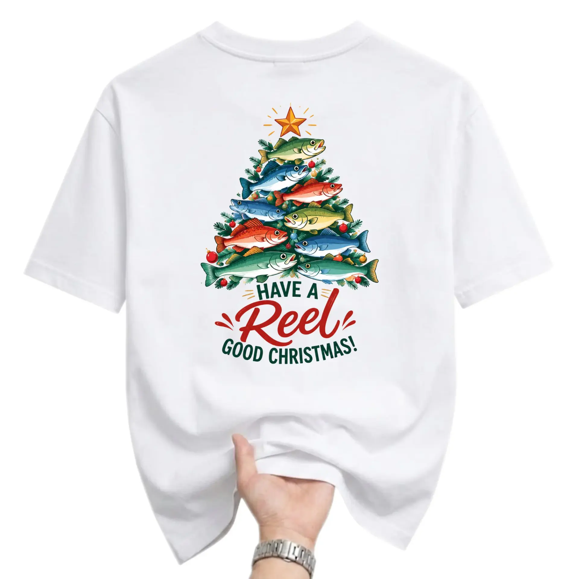 Funny Shirt Have a Reel Good Christmas Graphic Tee for Fishing Enthusiasts and Holiday Season Casual Unisex Apparel