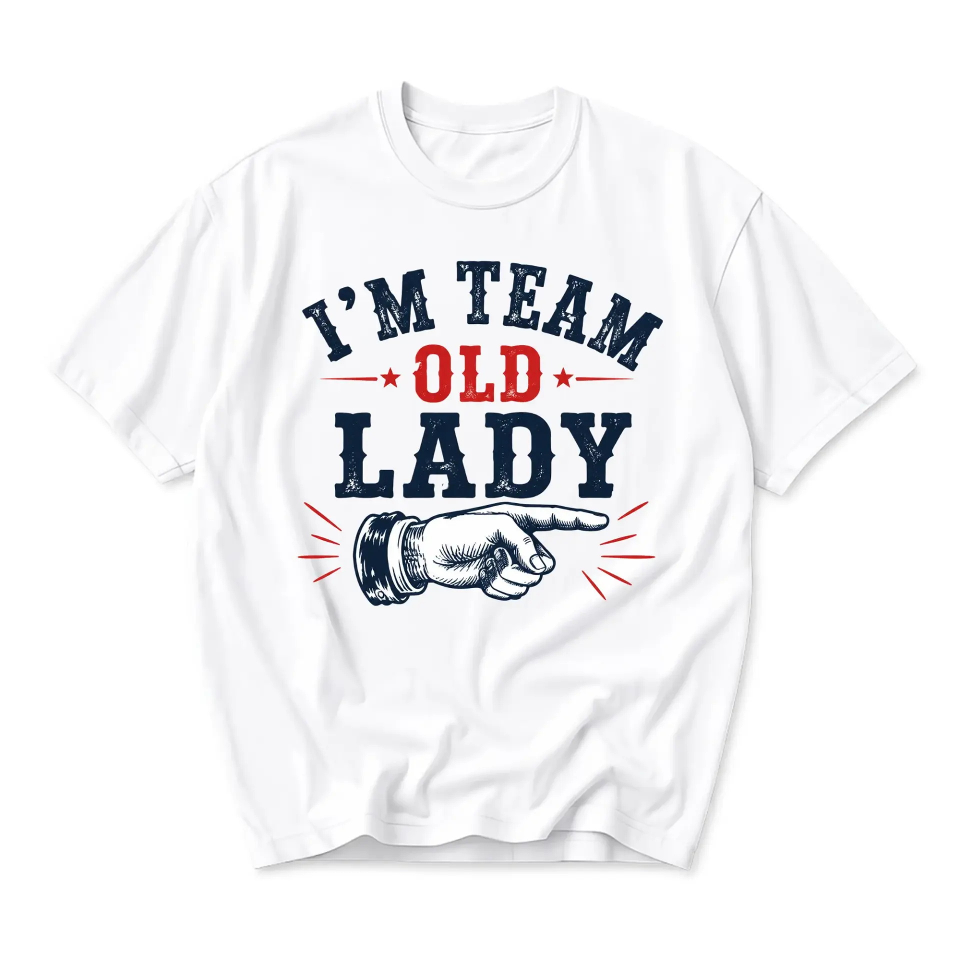 Funny Shirt I'm Team Old Lady Graphic Tee Unisex Crew Neck Casual Cotton Blend Short Sleeve Apparel for Everyday Outfits