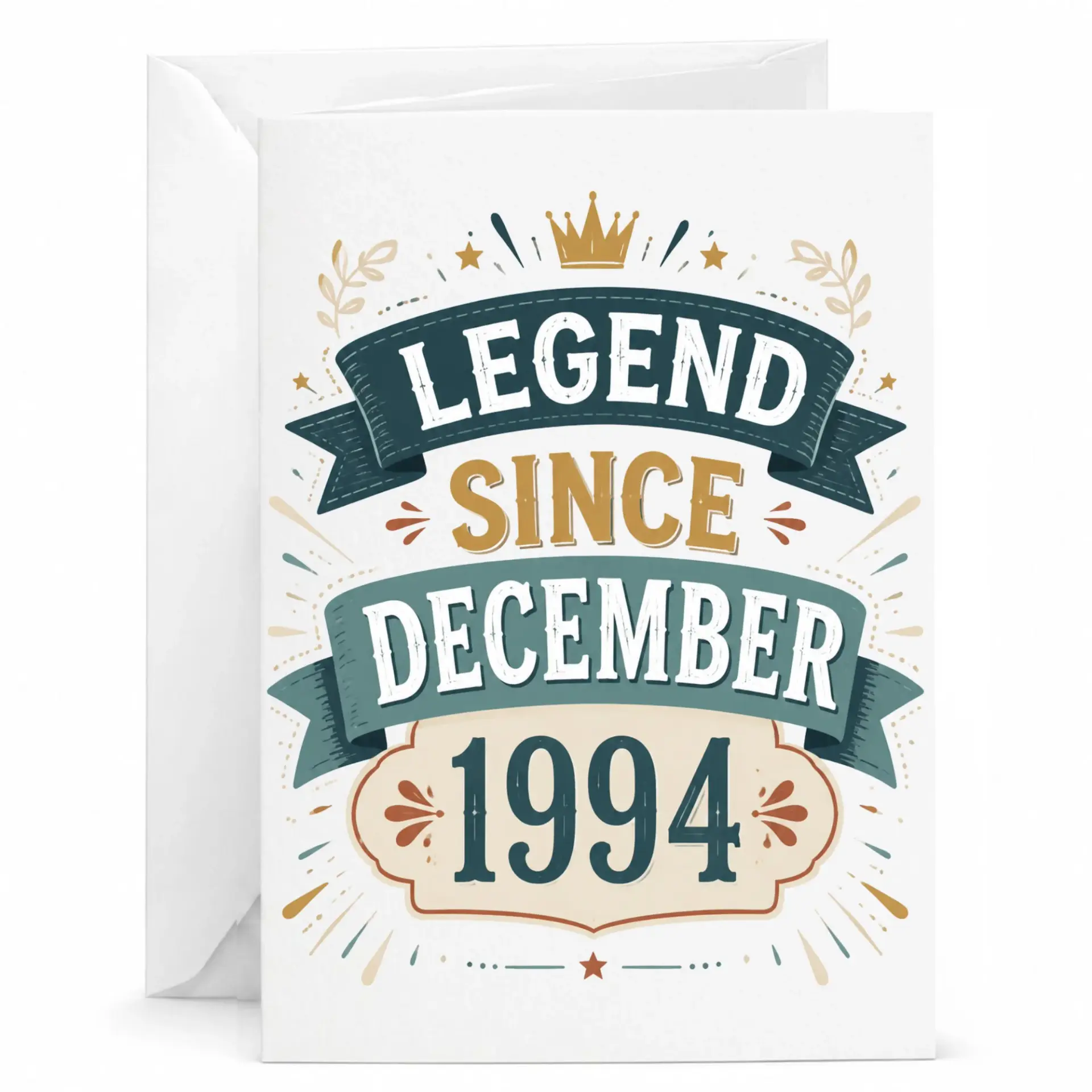 Birthday Card Legend Since December 1994 Vintage Style Greeting Card for Milestone Celebrations 5x7 Folded Note