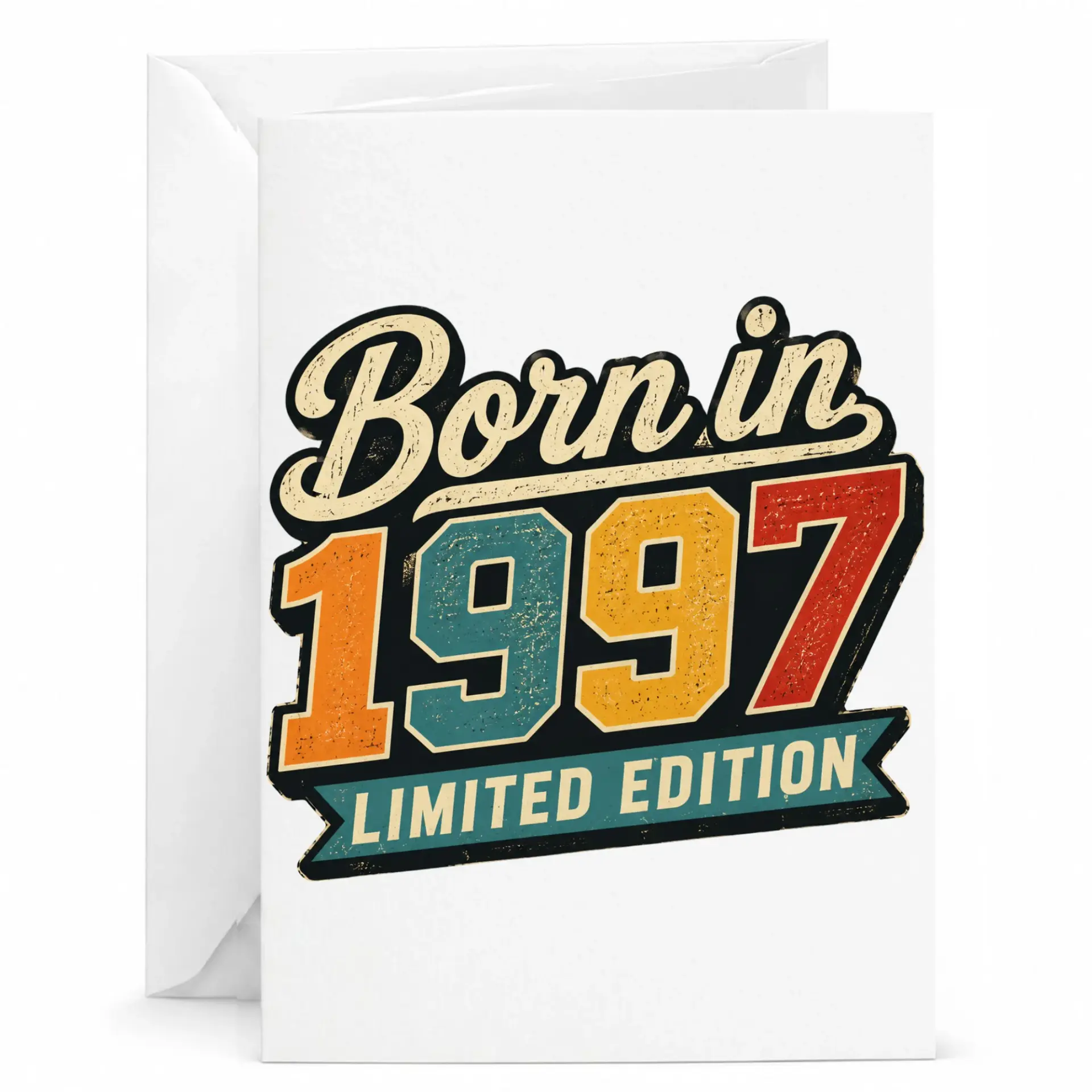 Birthday Card Born in 1997 Limited Edition Vintage Retro Style Greeting Card for Milestone Celebration