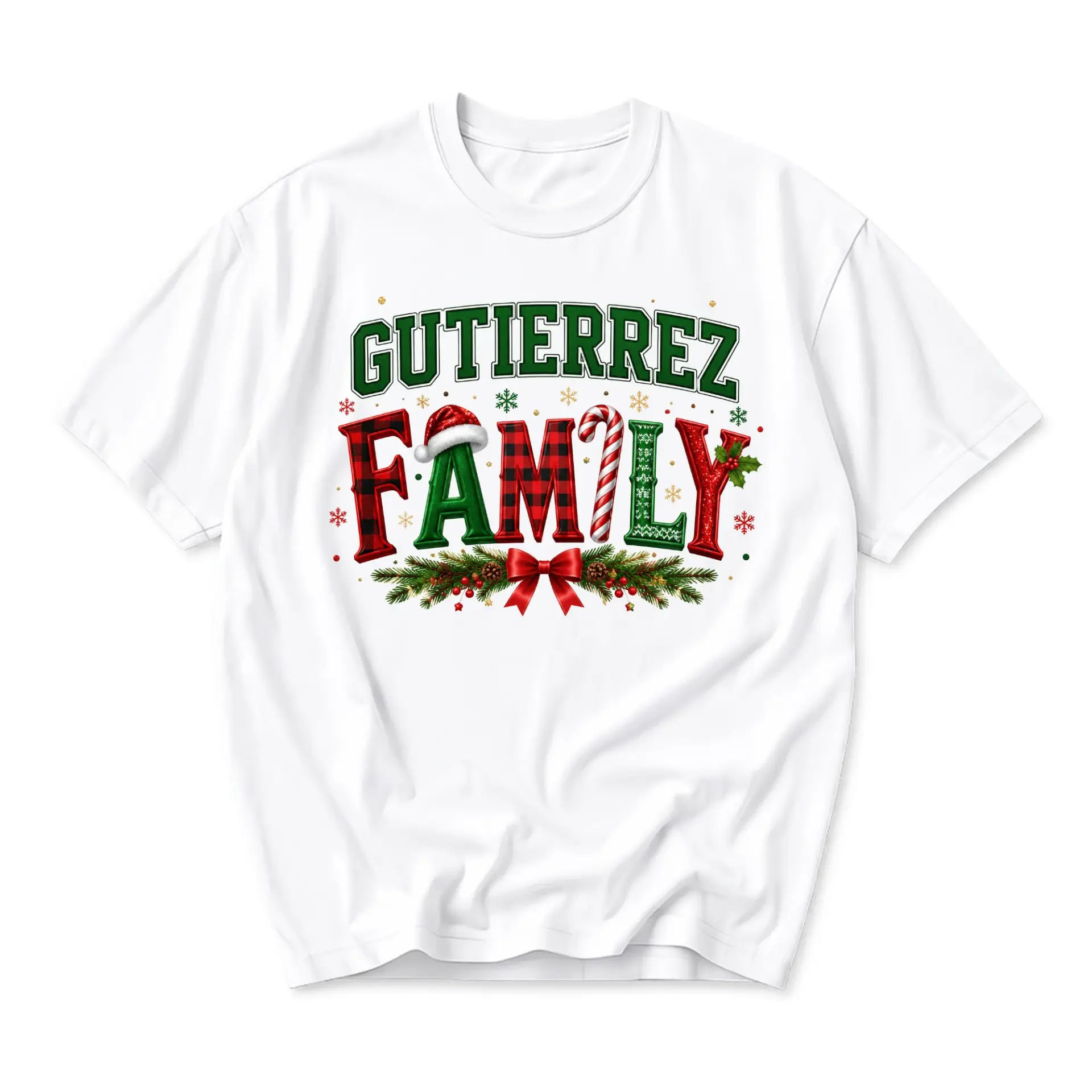 T-shirt Gutierrez Family Christmas Graphic Tee Personalized Holiday