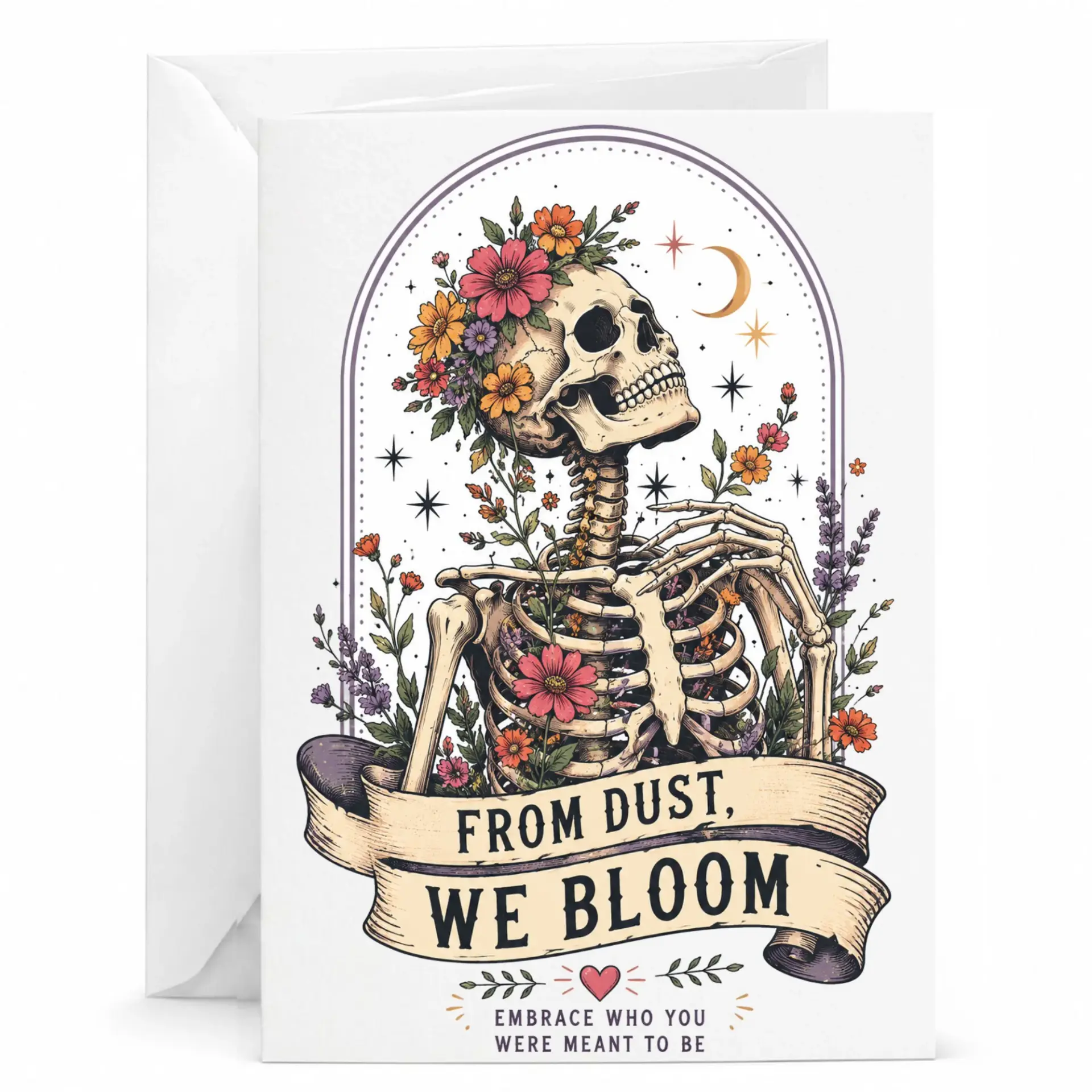 Greeting Card Floral Skeleton Design from Dust We Artistic Stationery for Thoughtful Messages