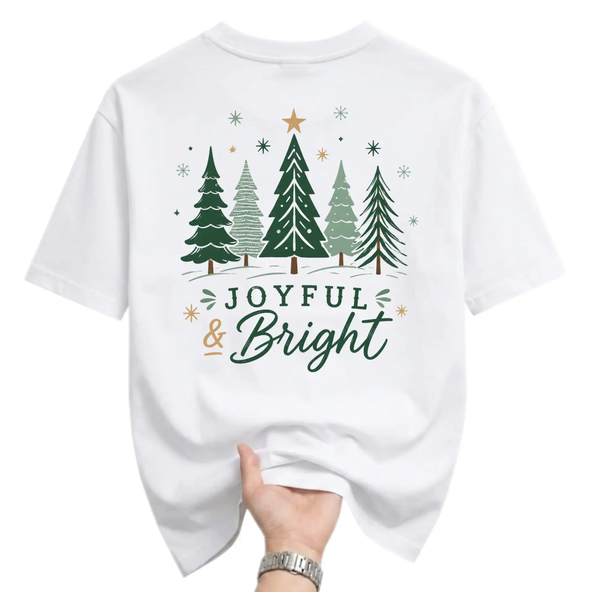 T-shirt Joyful and Bright Christmas Tree Graphic Tee Holiday Seasonal