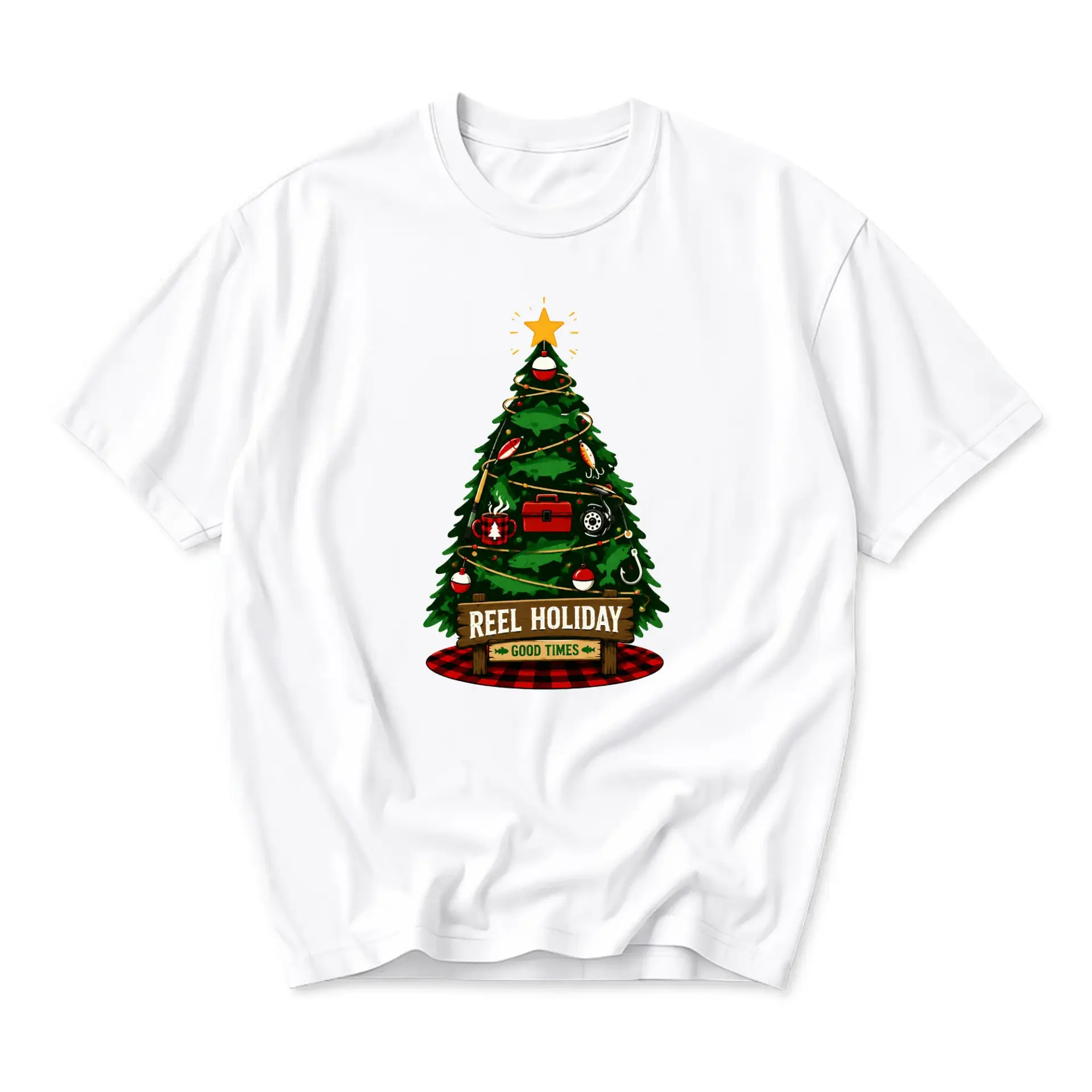 Funny Shirt Reel Holiday Fishing Themed Graphic Tee Unisex Crew Neck Short