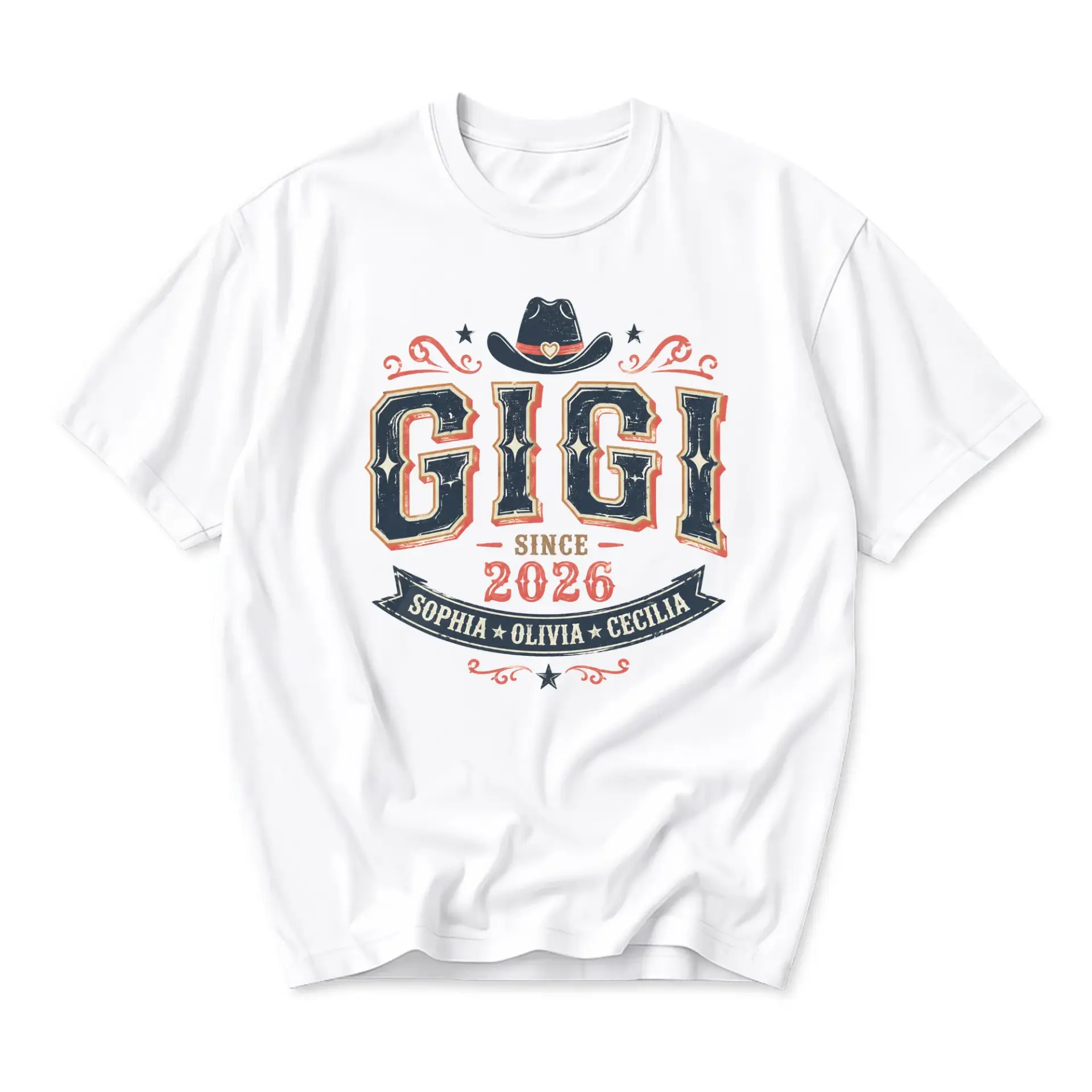 Graphic Tee Unisex Cowboy Hat Gigi Design Custom Western Style Crew Neck Casual Cotton Blend Shirt for Everyday Wear