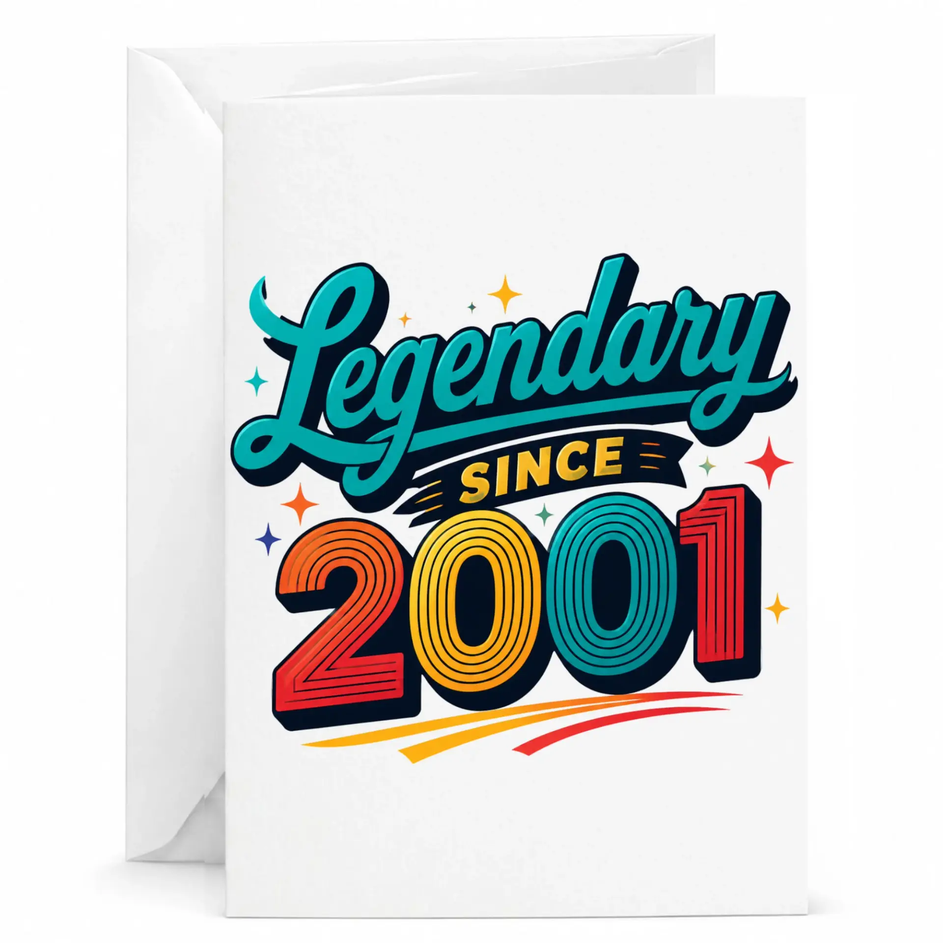 Birthday Card Legendary Since 2001 Vintage Retro Style Greeting Card for Milestone Celebration and Anniversary