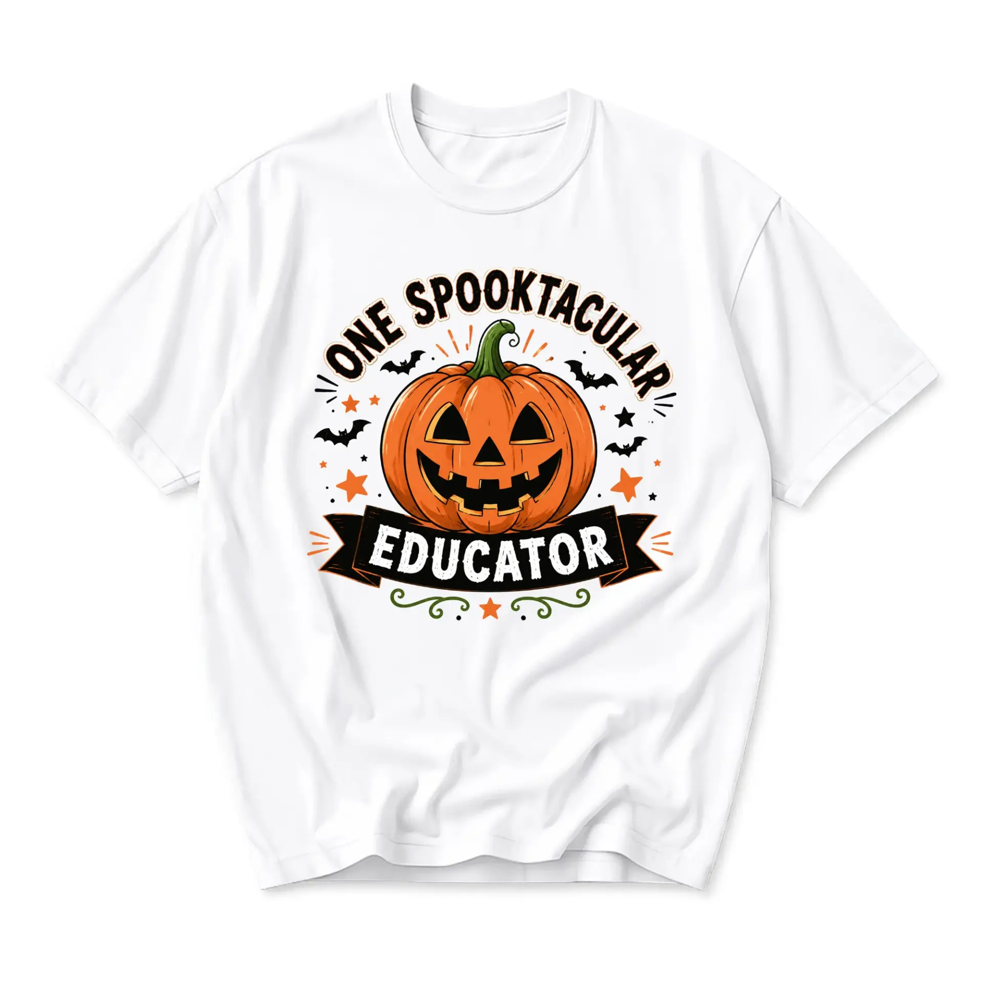 Funny Shirt One Spooktacular Educator Unisex Graphic Printed T-Shirt Seasonal Halloween Teacher Appreciation Gift