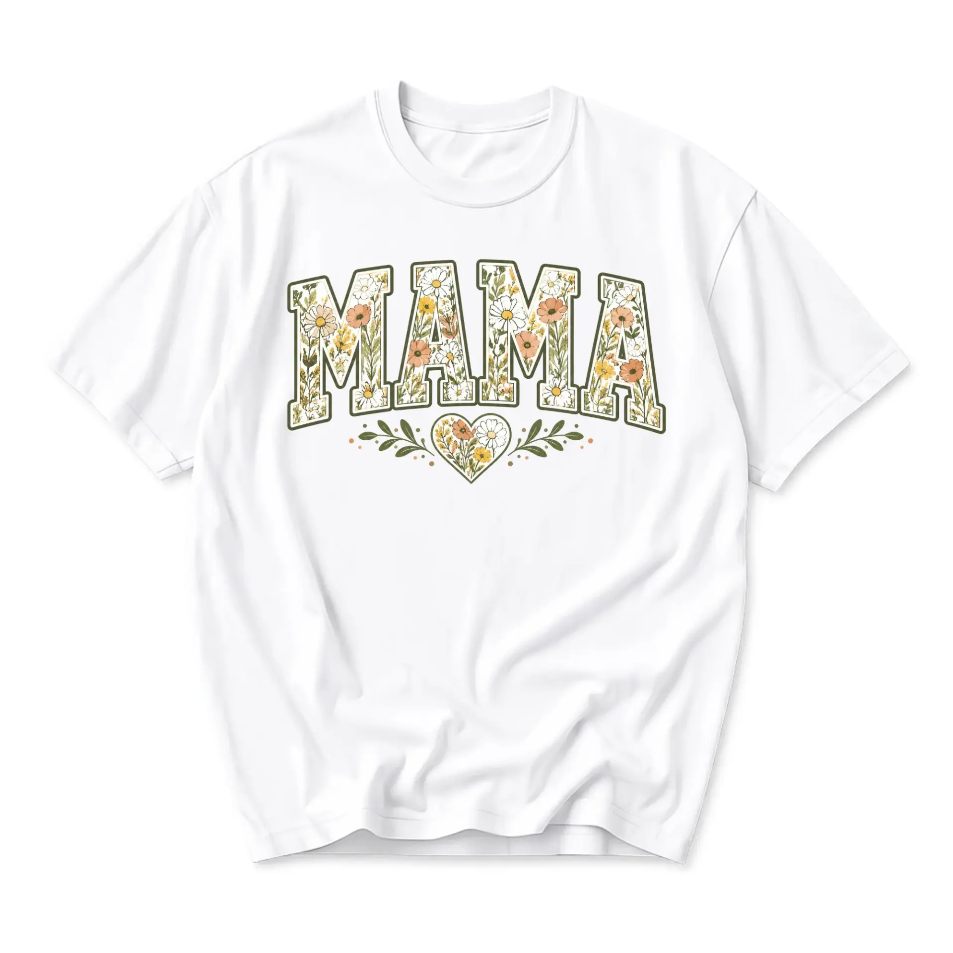 Graphic Tee Mama Floral Design Unisex Crew Neck Casual Everyday Short