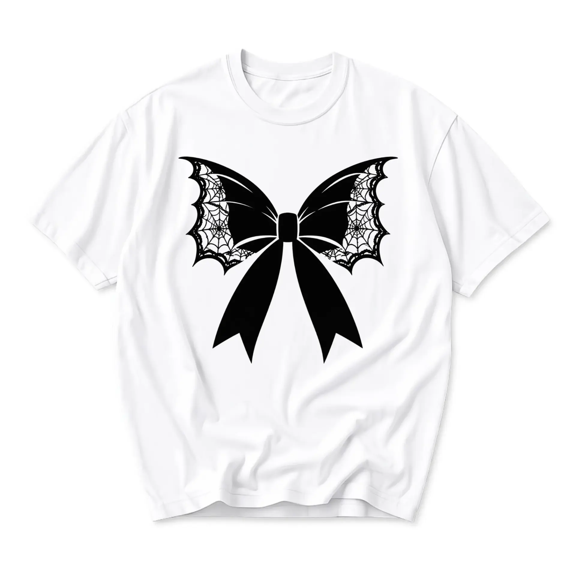 Graphic Tee Gothic Butterfly Bow T-Shirt Unisex Crew Neck Cotton Blend Casual Top for Everyday Wear and Self Expression