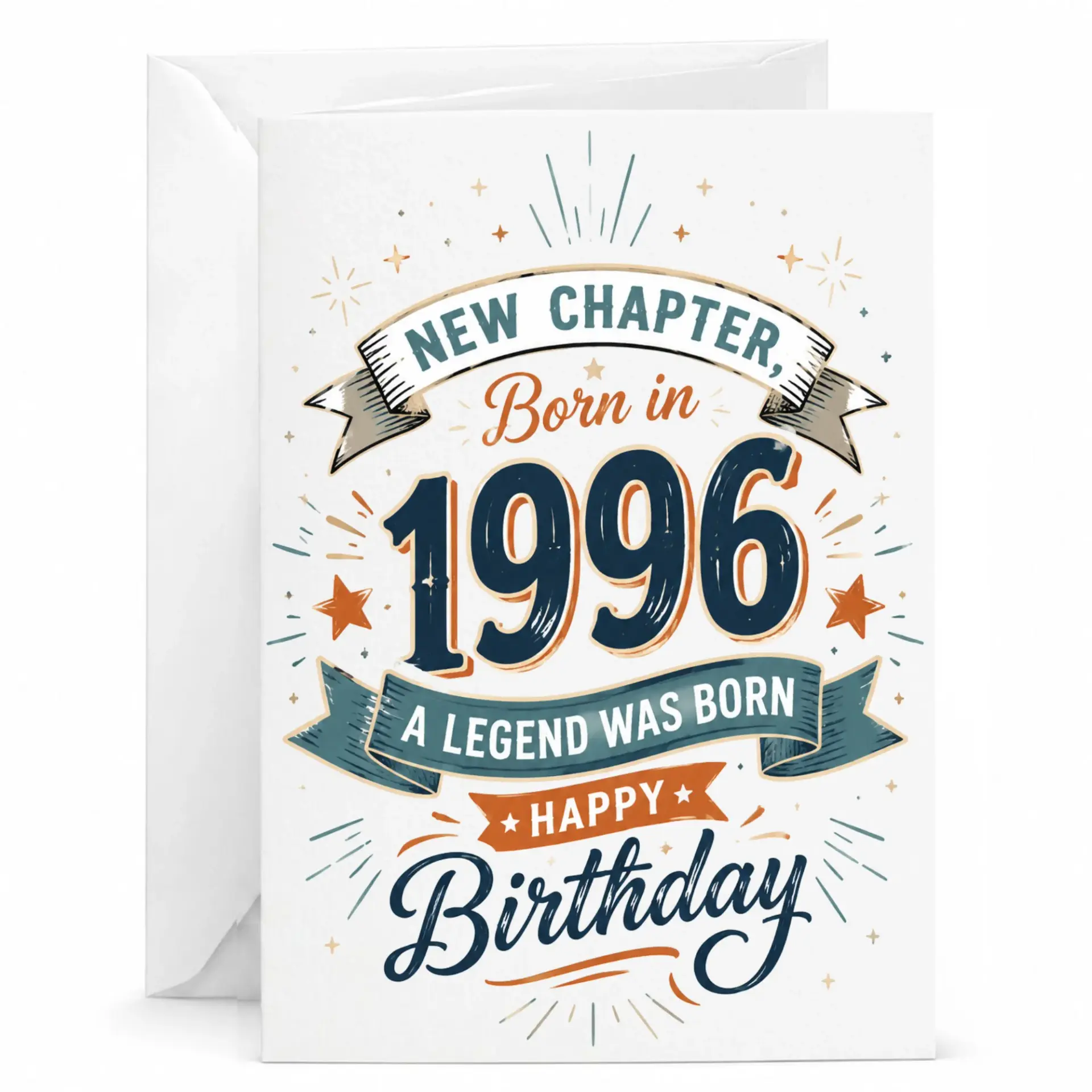 Birthday Card Born in 1996 New Chapter Legend Anniversary Greeting Card for Milestone Year Celebration