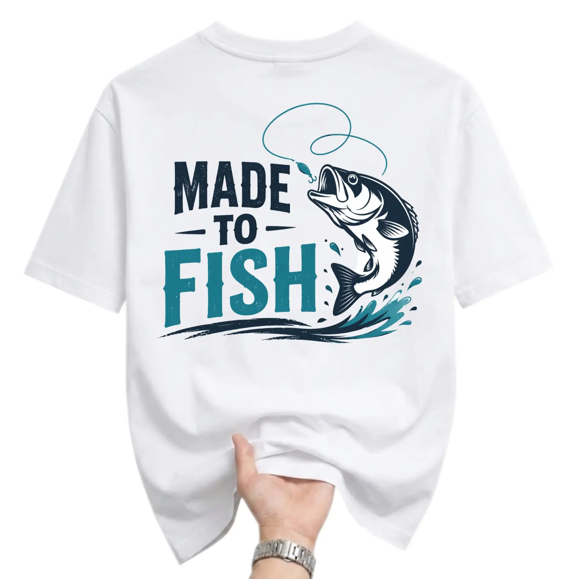 T-shirt Made to Fish Graphic Tee Unisex Crew Neck Short Sleeve Casual Cotton Blend Fishing Theme Top for Outdoors