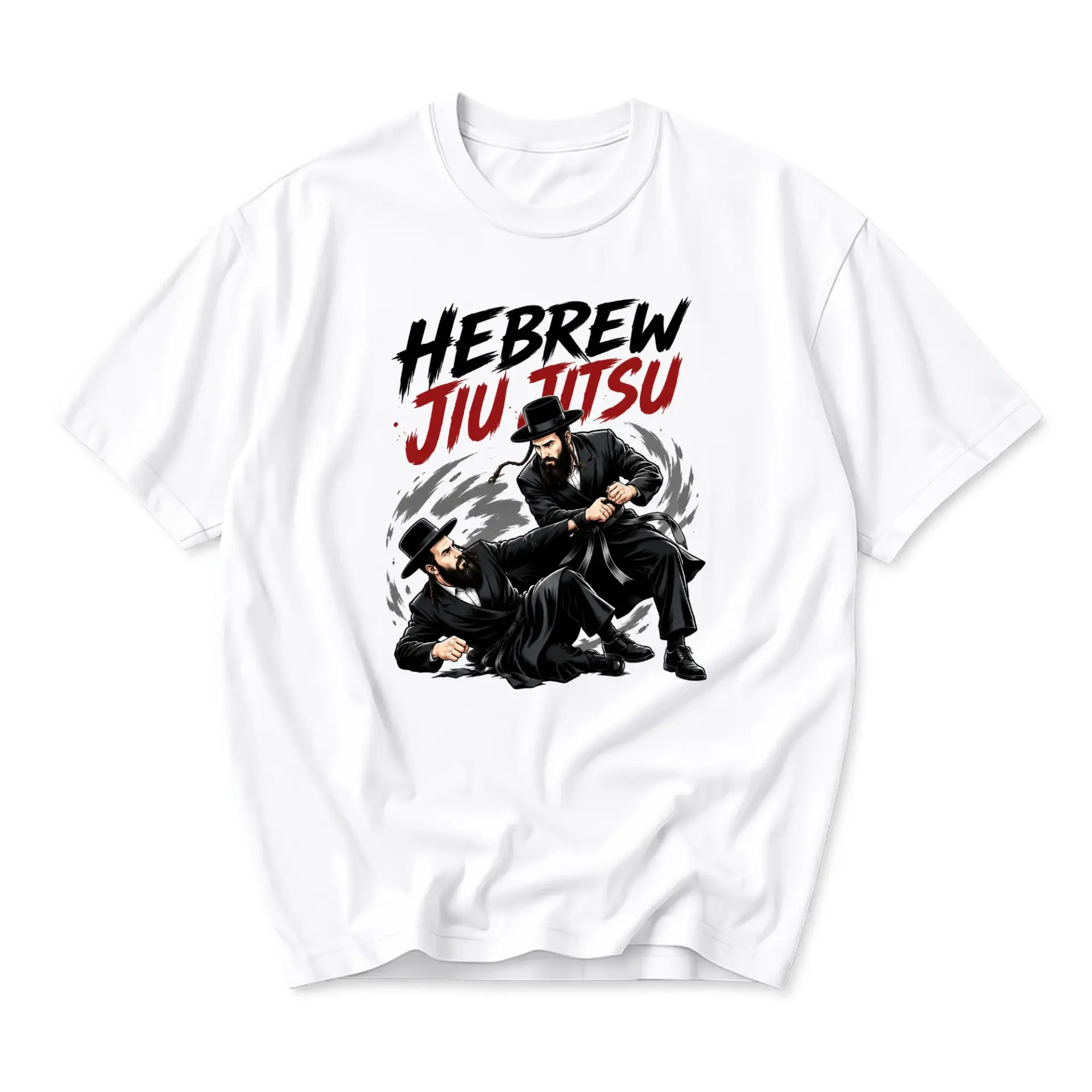 Funny Shirt Hebrew Jiu Jitsu Graphic Tee Unisex Crew Neck Short Sleeve Casual Cotton Blend Martial Arts Humor Top