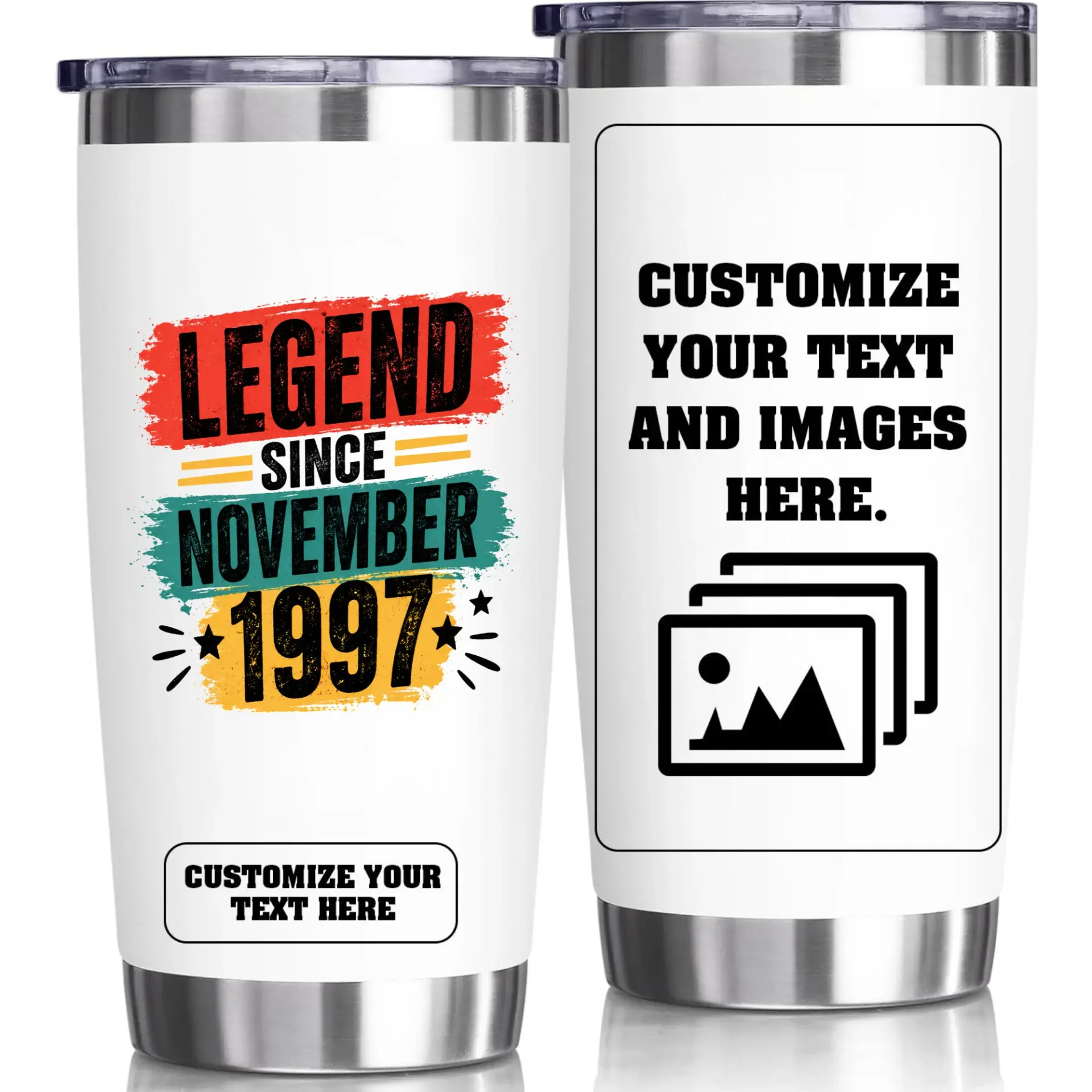 Stainless Steel Tumbler 20oz Legend Since November 1997 Gift Insulated Travel Mug for Hot and Cold Beverages Birthday