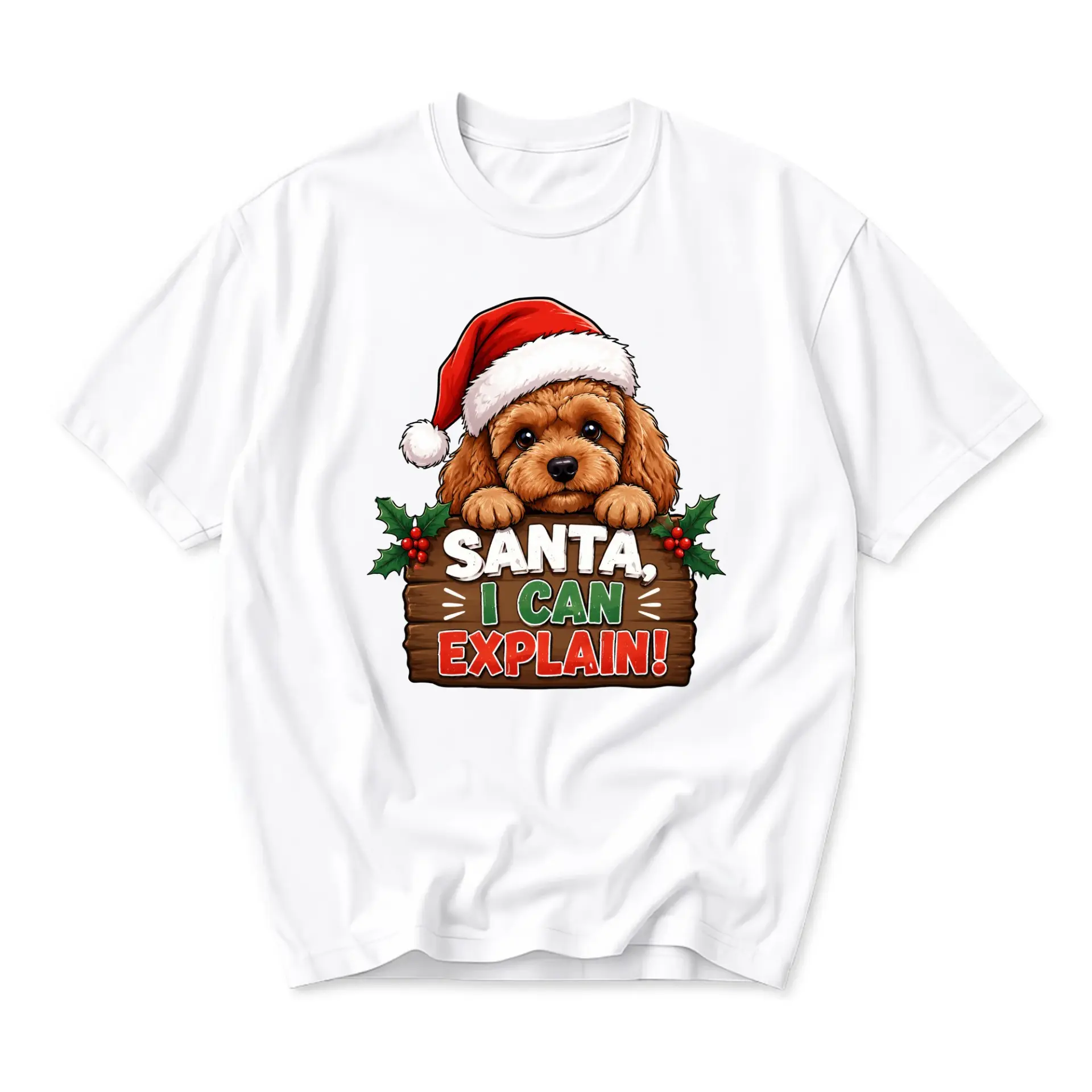 Funny Shirt Santa I Can Explain Holiday Graphic Tee Featuring Cute Puppy