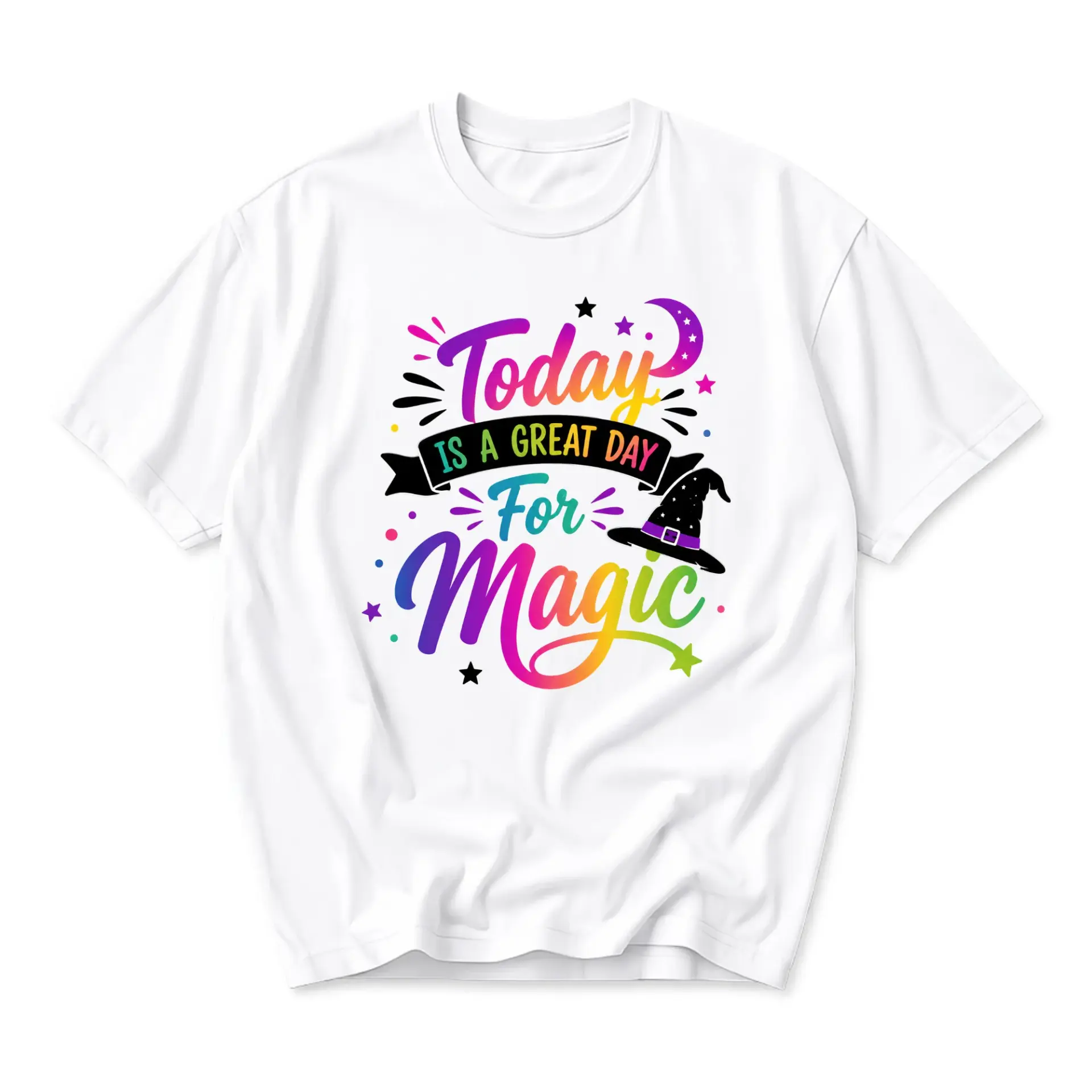 Funny Shirt Today Is a Great Day for Magic Graphic Tee Unisex Crew Neck Casual Cotton Blend Comfortable Everyday Top