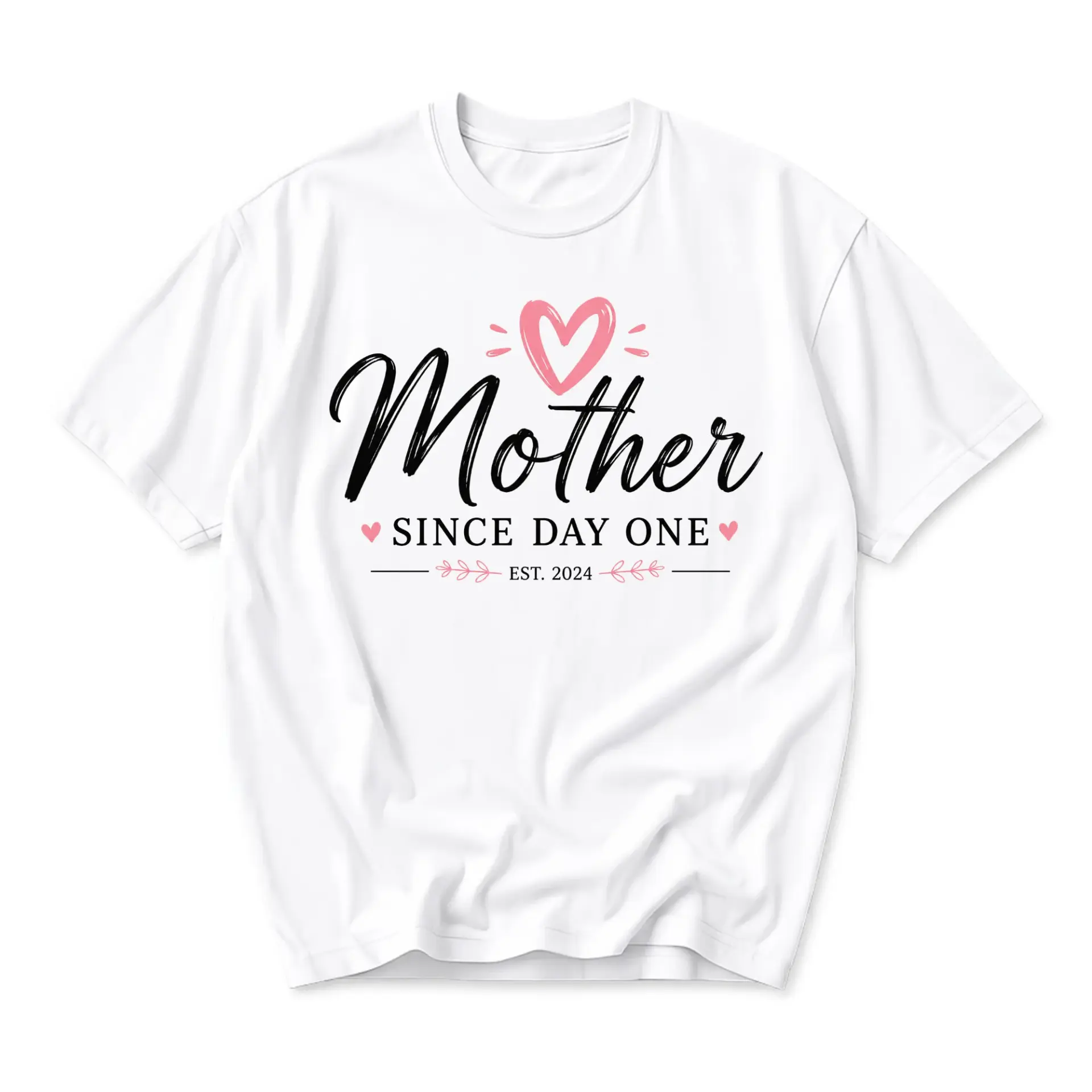 Graphic Tee Mother Since Day One Est 2024 Design Unisex Casual Crew Neck T-Shirt Soft Comfortable Everyday Apparel