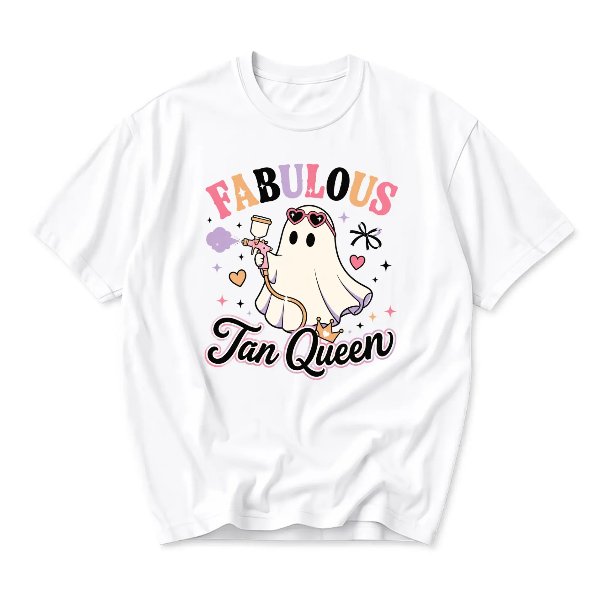 Funny Shirt Fabulous Tan Queen Ghost Graphic Tee Aesthetic Casual Unisex Crew Neck Cotton Blend Apparel Summer Top